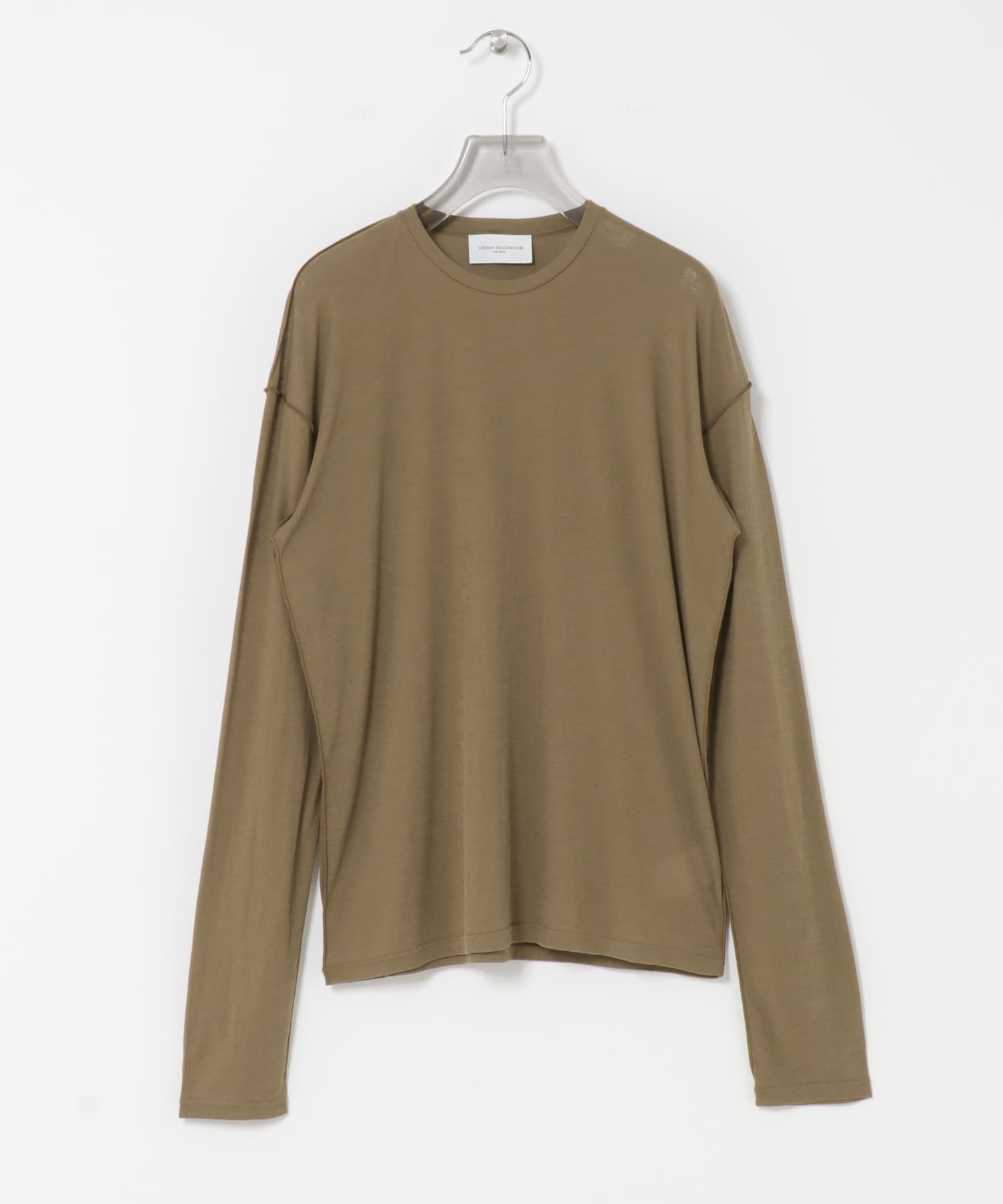 new basic　OUT SEAM SHEER TOPS KHK BEIGE FREE