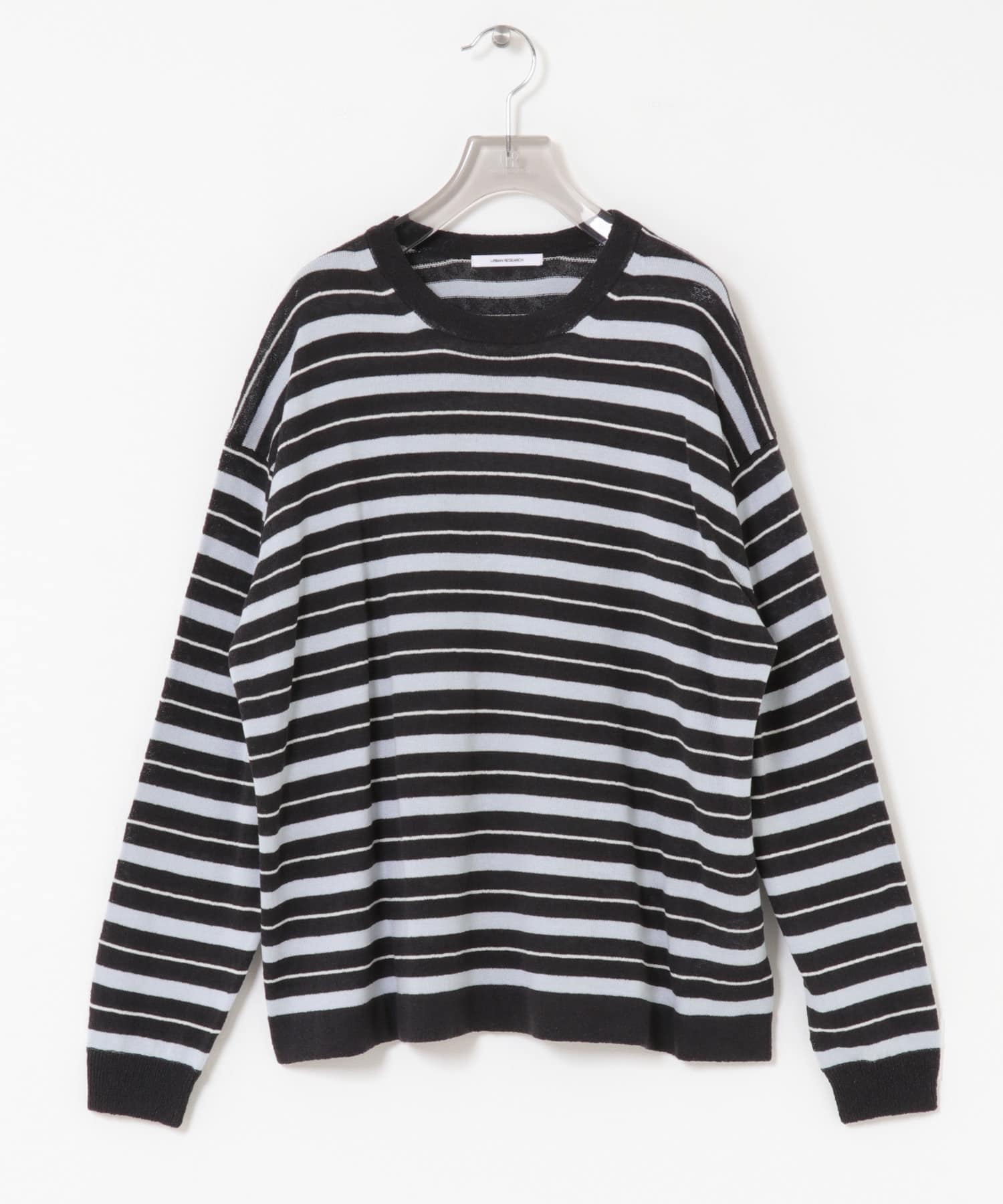 マルチボーダークルーネックニット CHARCOAL FREE
