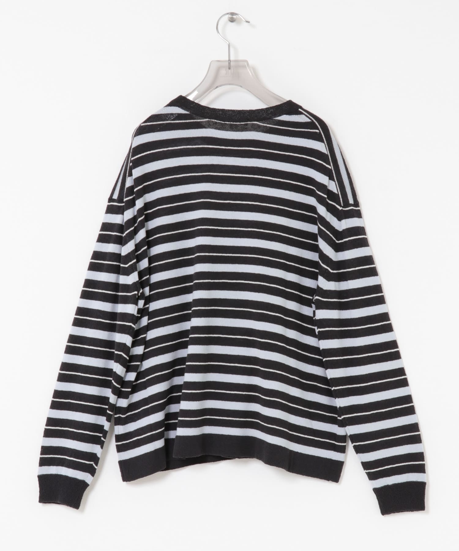マルチボーダークルーネックニット CHARCOAL FREE