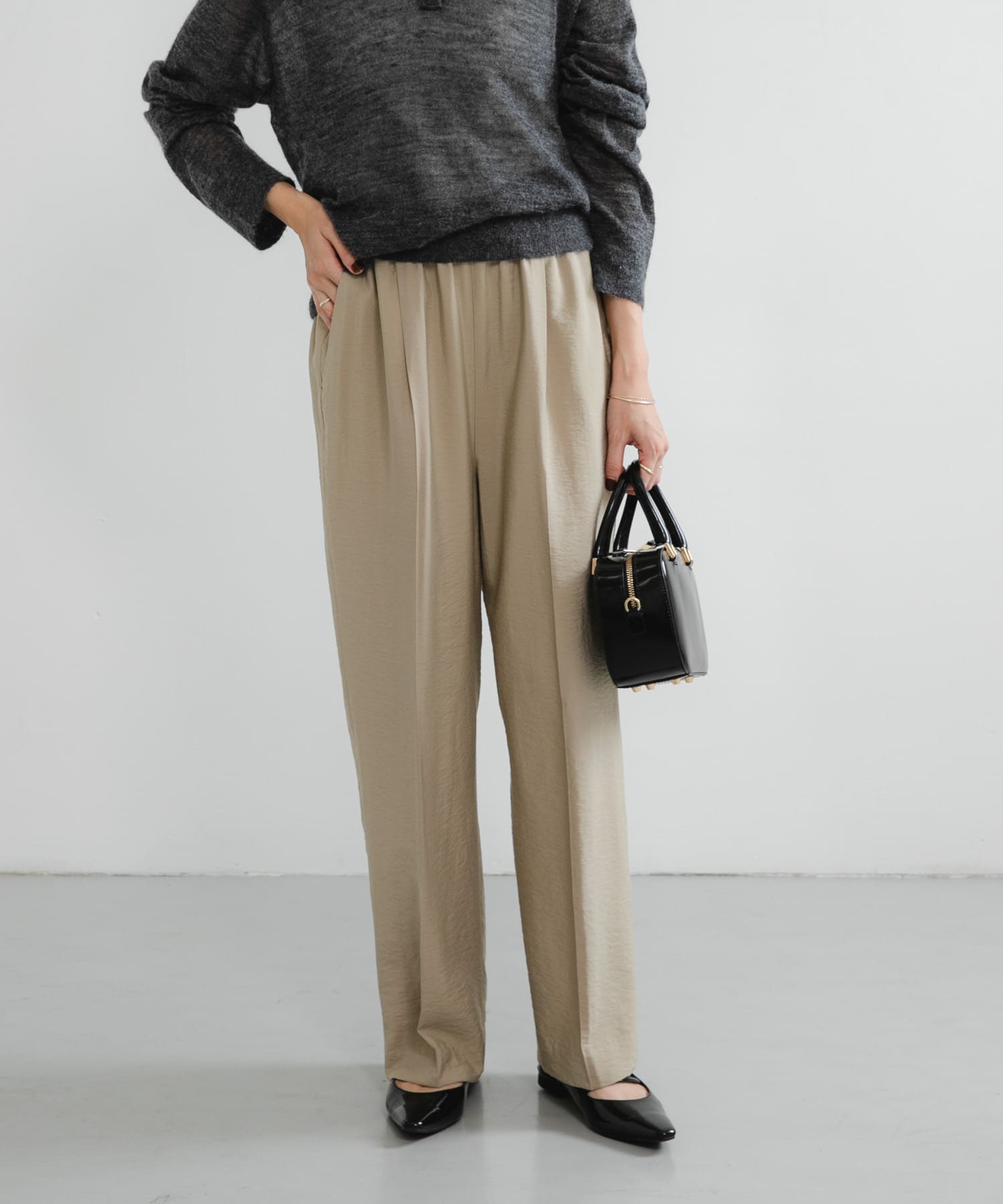 『34サイズ/低身長向けも展開』 ポプリンイージーテーパードパンツ