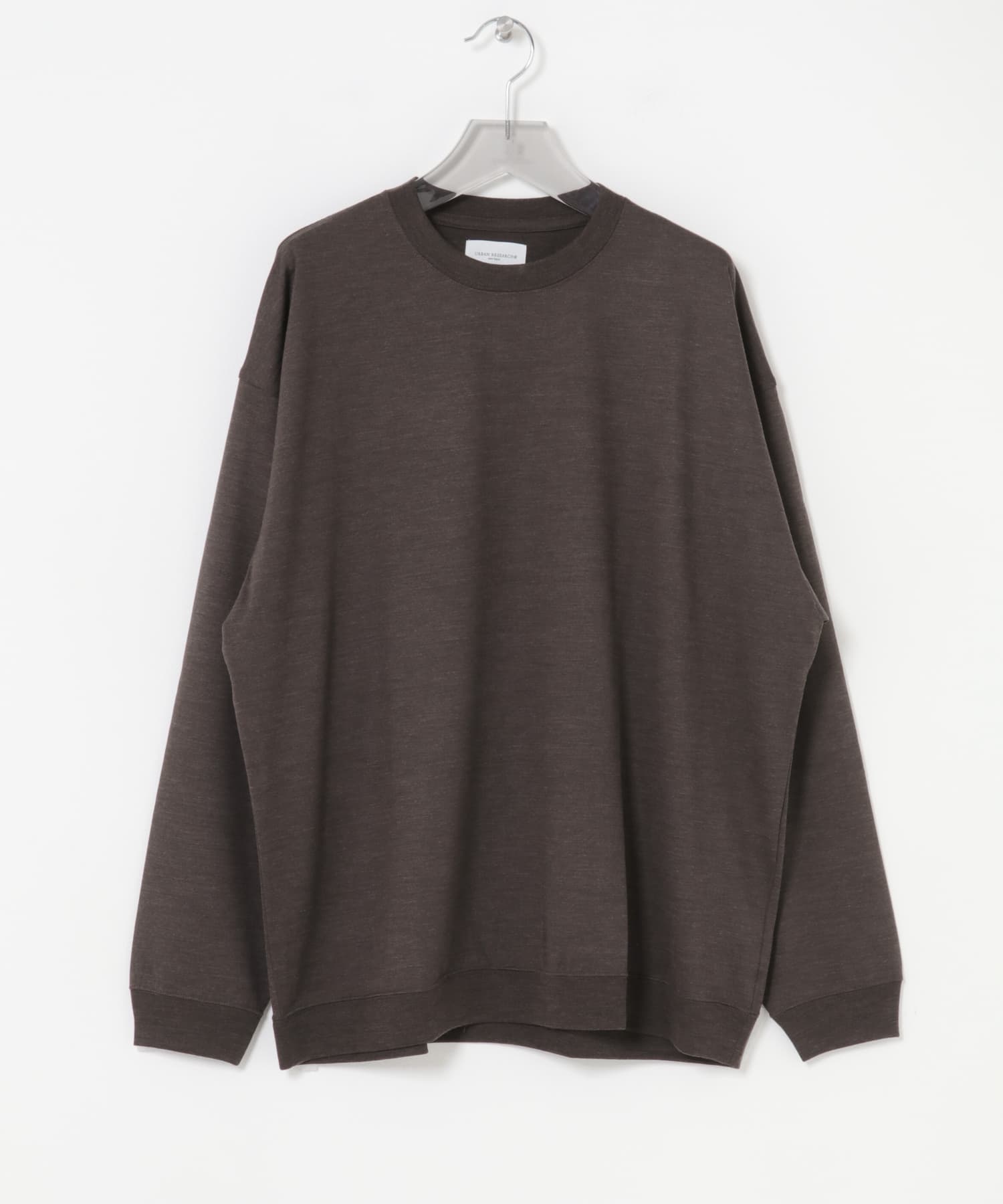 new basic　WASHABLE MERINO WOOL CREW-NECK BROWN M