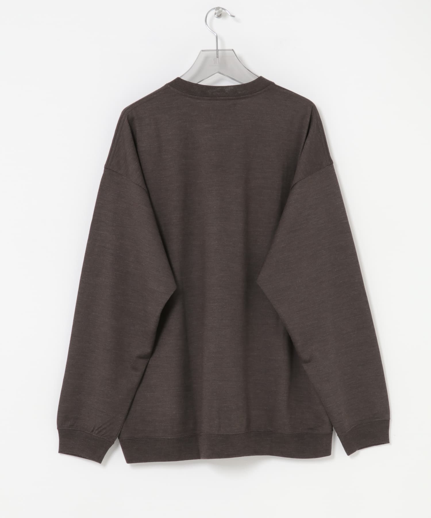 new basic　WASHABLE MERINO WOOL CREW-NECK BROWN M