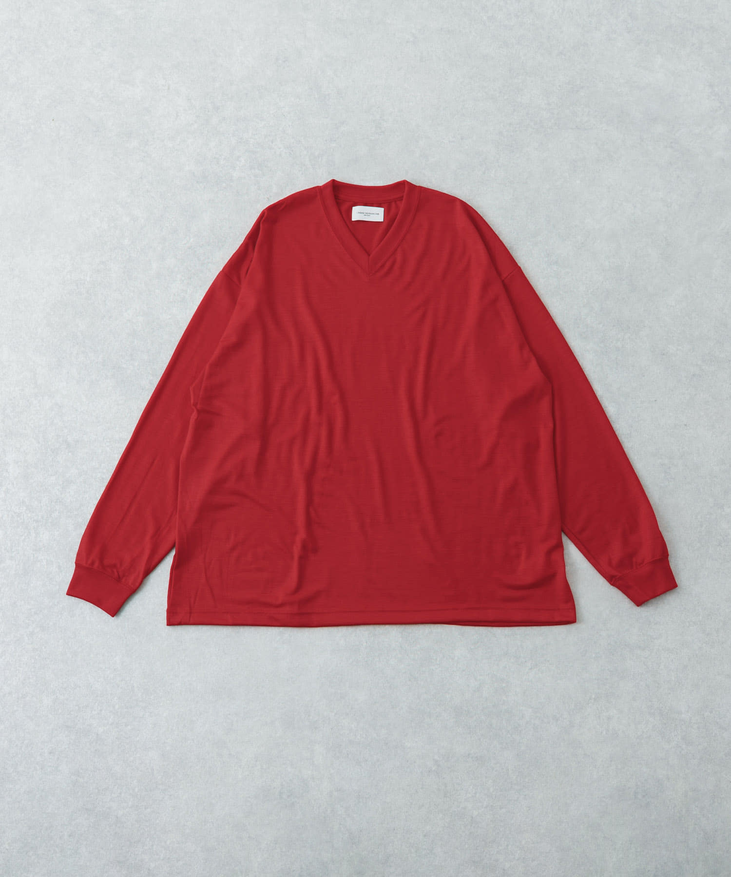 new basic　WASHABLE MERINO WOOL V-NECK RED M