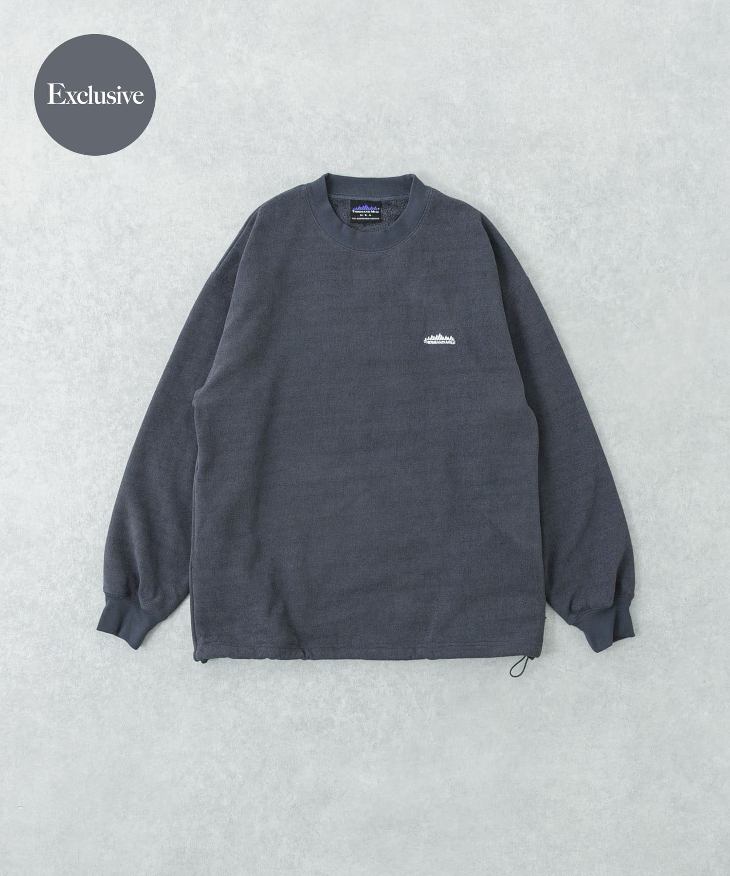 『別注』THOUSAND MILE×URBAN RESEARCH　ニットフリースクルーネックプルオーバー CHARCOAL M