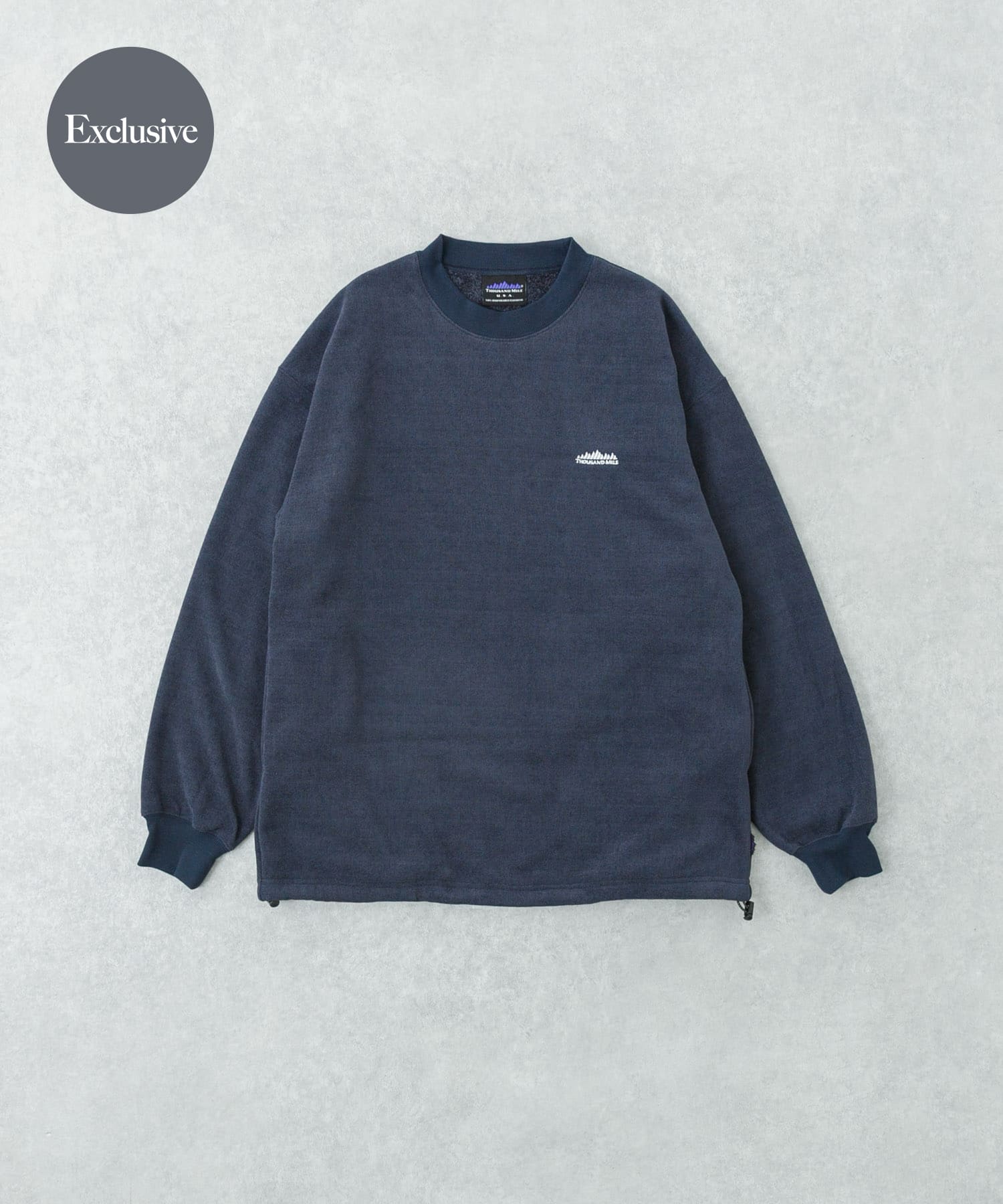 『別注』THOUSAND MILE×URBAN RESEARCH　ニットフリースクルーネックプルオーバー NAVY M