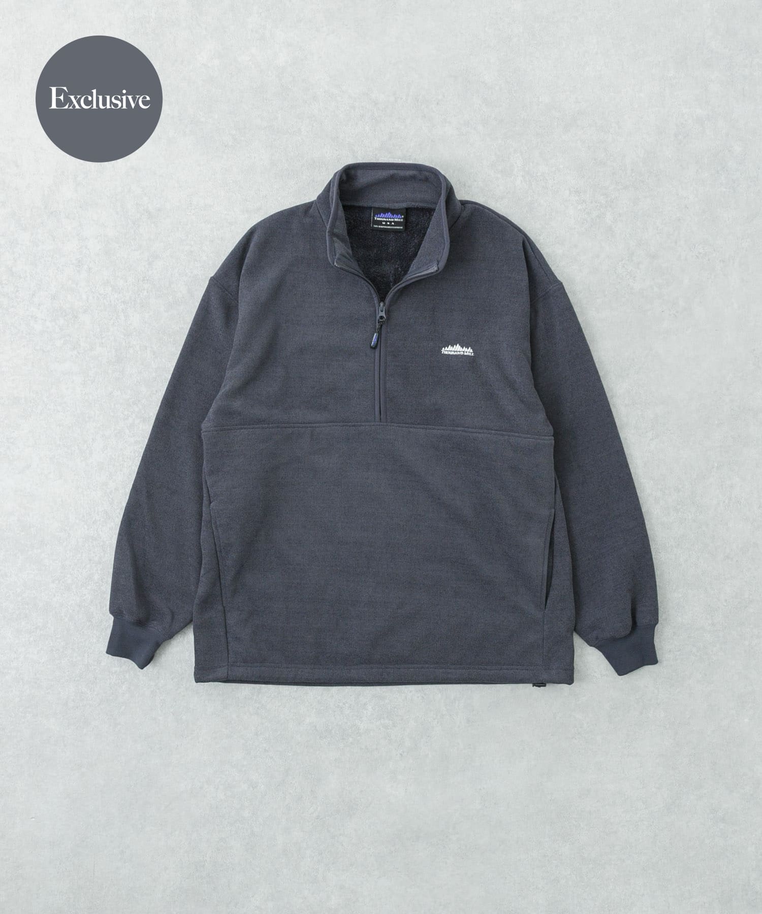『別注』THOUSAND MILE×URBAN RESEARCH　ニットフリースハーフジッププルオーバー CHARCOAL M