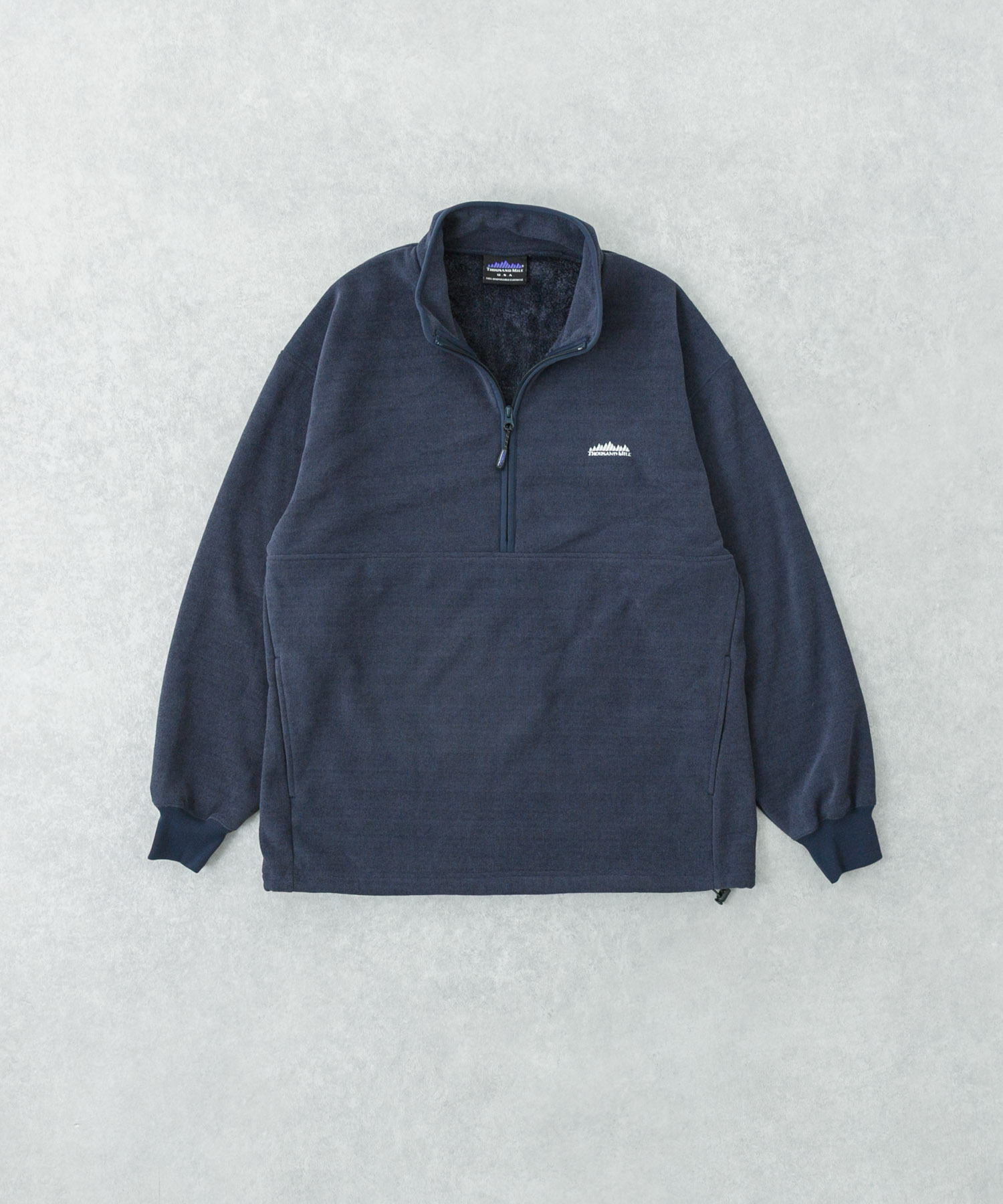 『別注』THOUSAND MILE×URBAN RESEARCH　ニットフリースハーフジッププルオーバー NAVY M