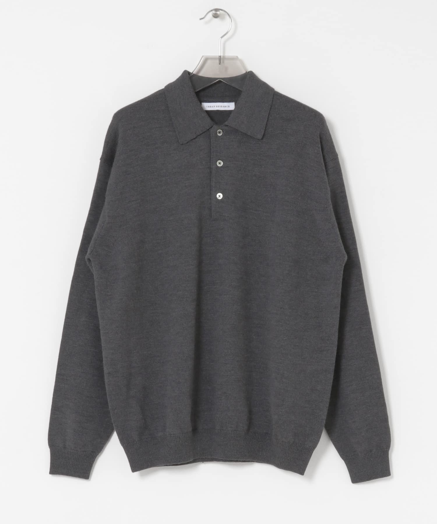 CASH FEEL W/MID ニットポロ CHARCOAL M