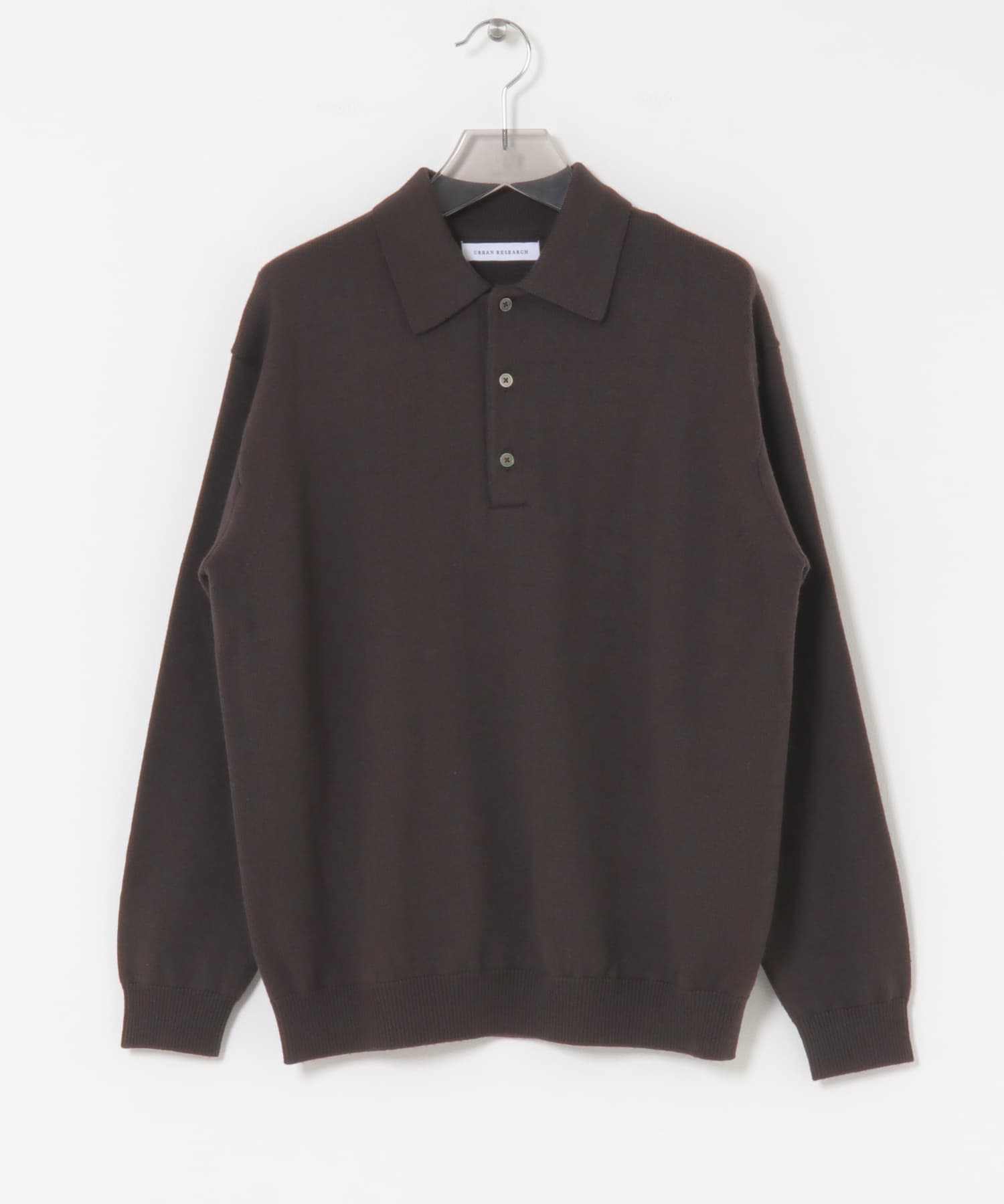 CASH FEEL W/MID ニットポロ BROWN M