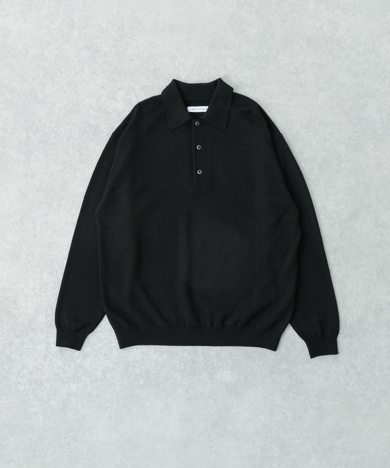 CASH FEEL W/MID ニットポロ BLACK M