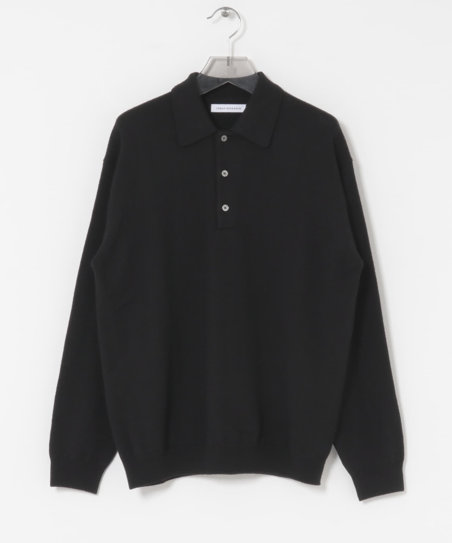 CASH FEEL W/MID ニットポロ BLACK M