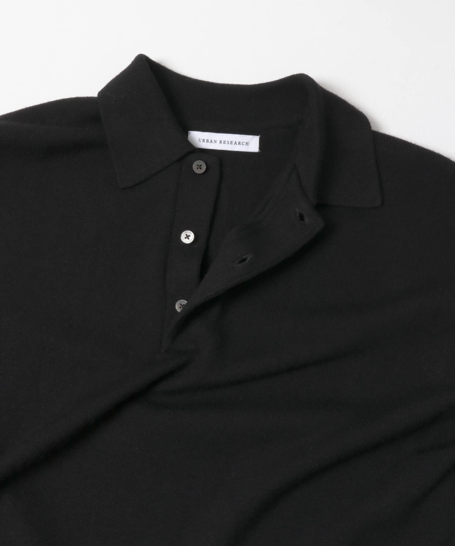CASH FEEL W/MID ニットポロ BLACK M