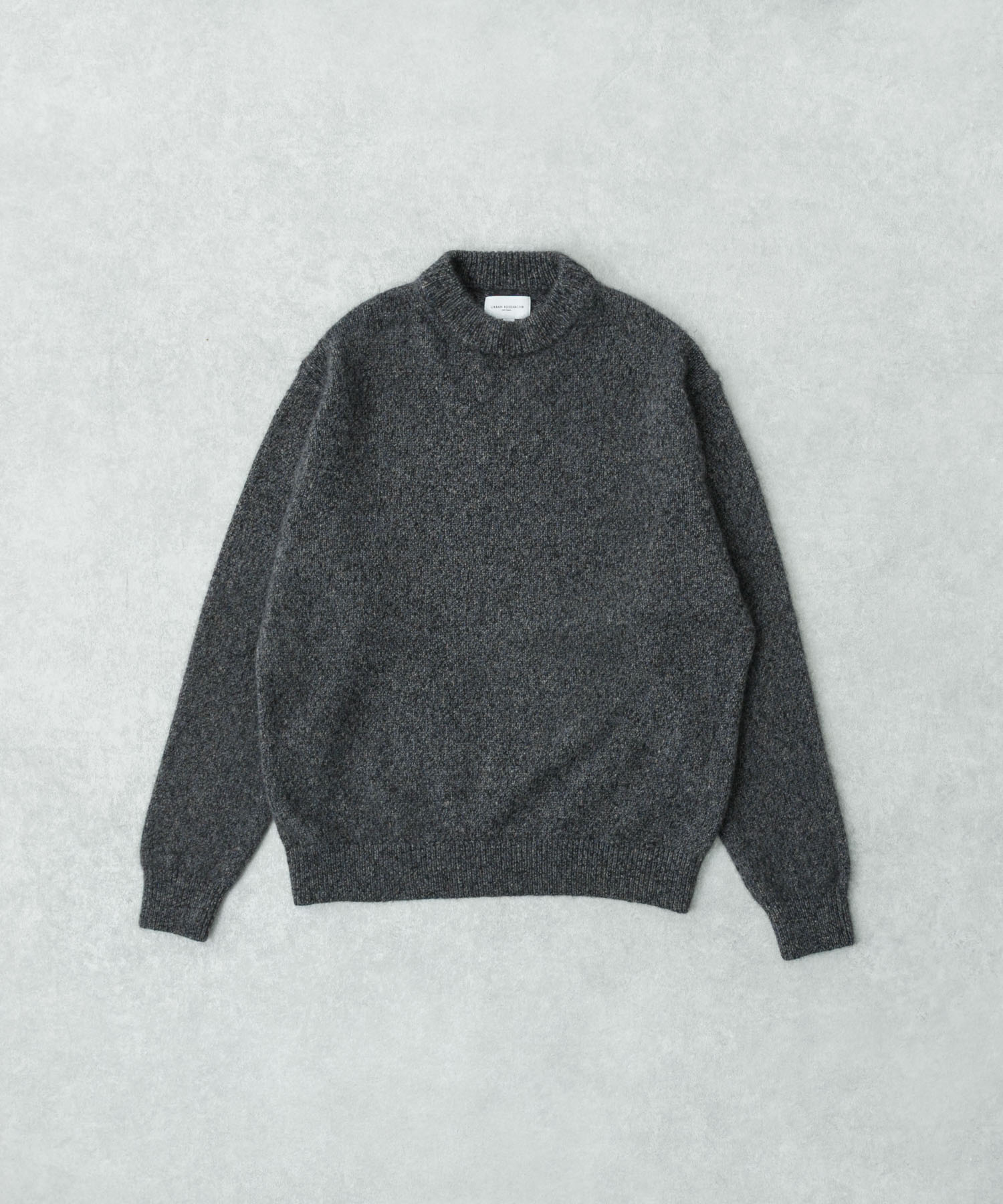 new basic　CASHMERE SILK MOULINE CREW-NECK KNIT
