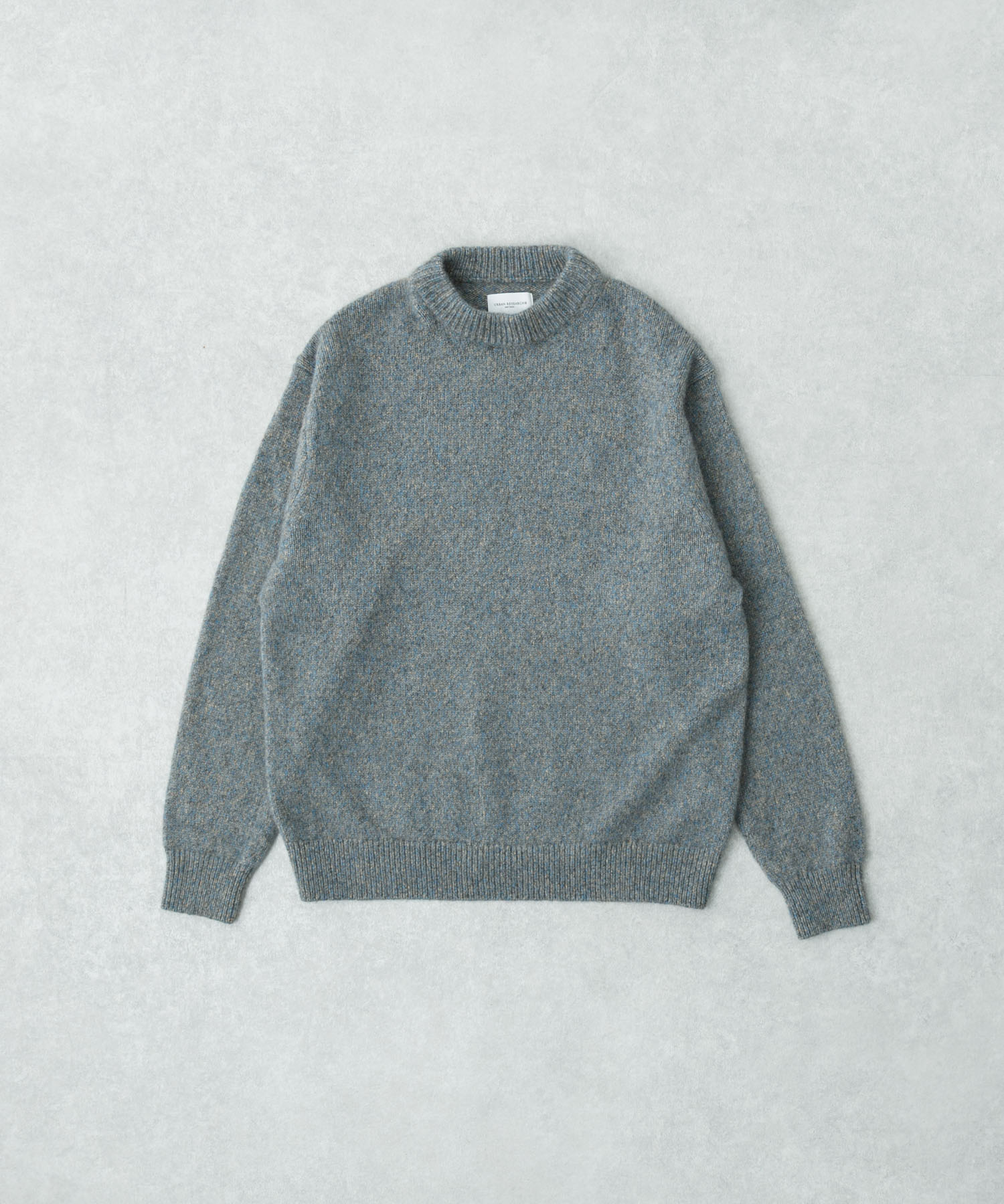 new basic　CASHMERE SILK MOULINE CREW-NECK KNIT