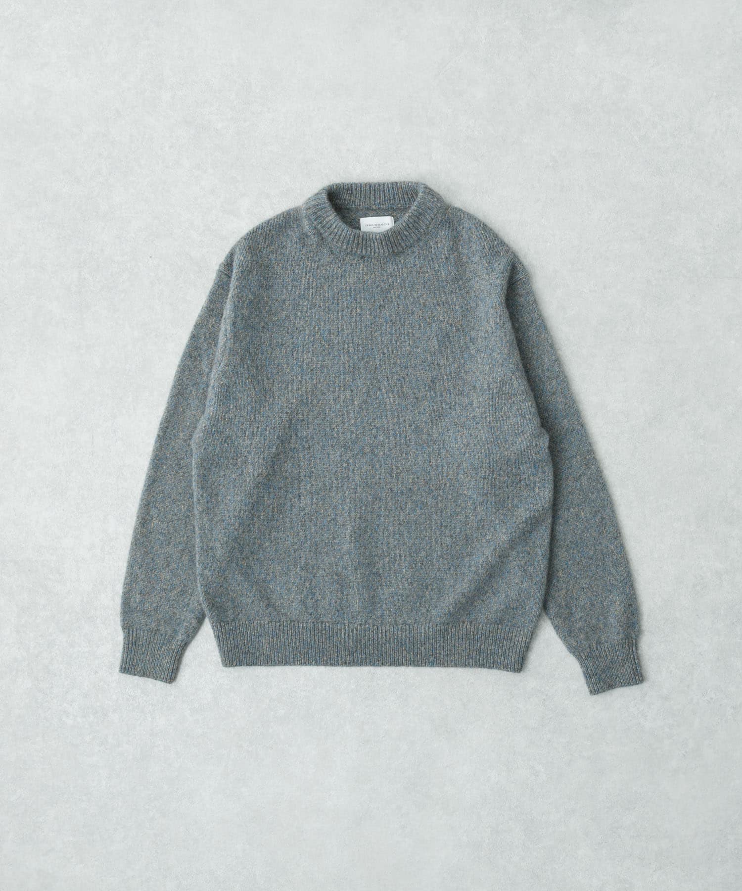 new basic　CASHMERE SILK MOULINE CREW-NECK KNIT