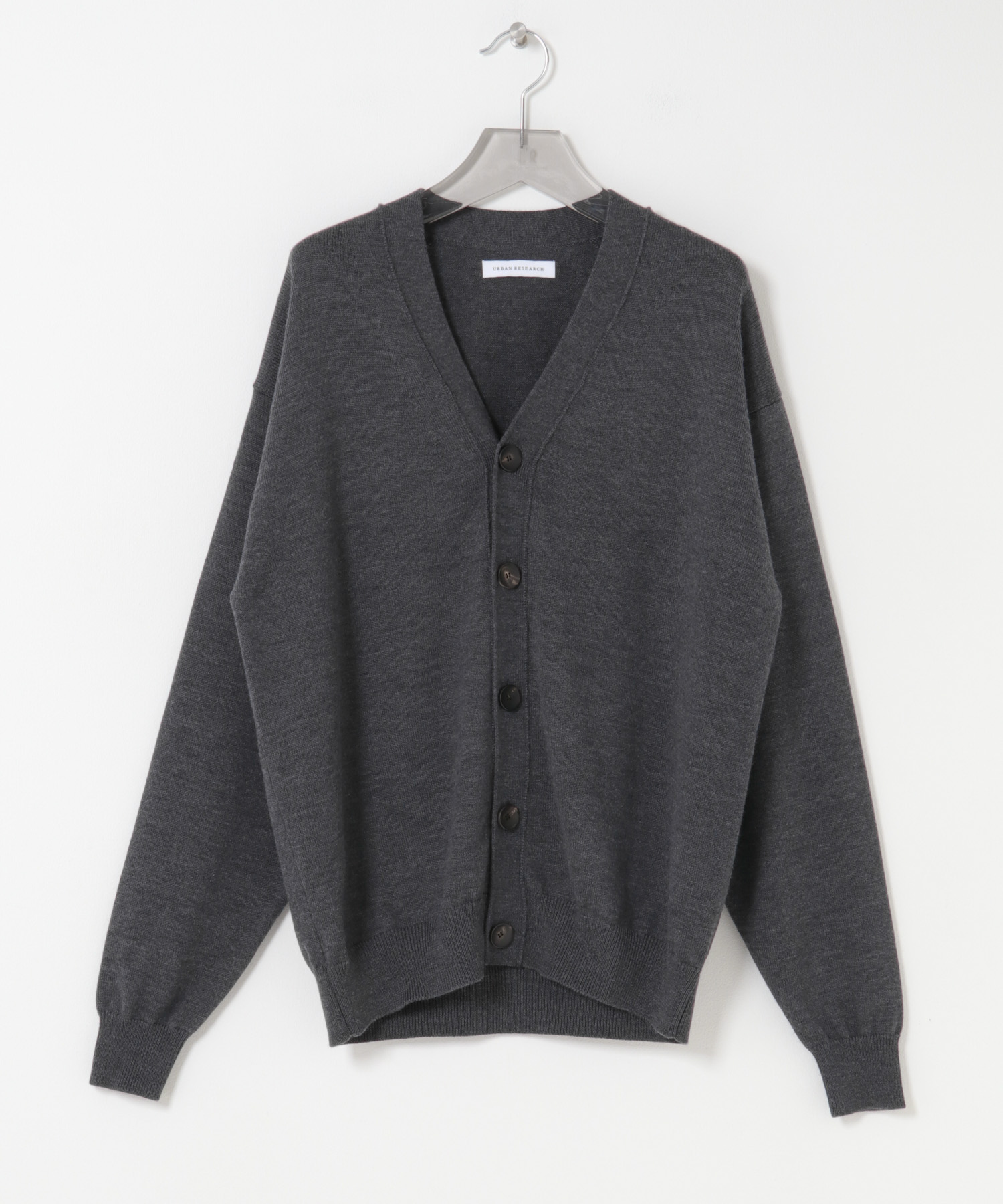 CASH FEEL W/MID CARDIGAN CHARCOAL M