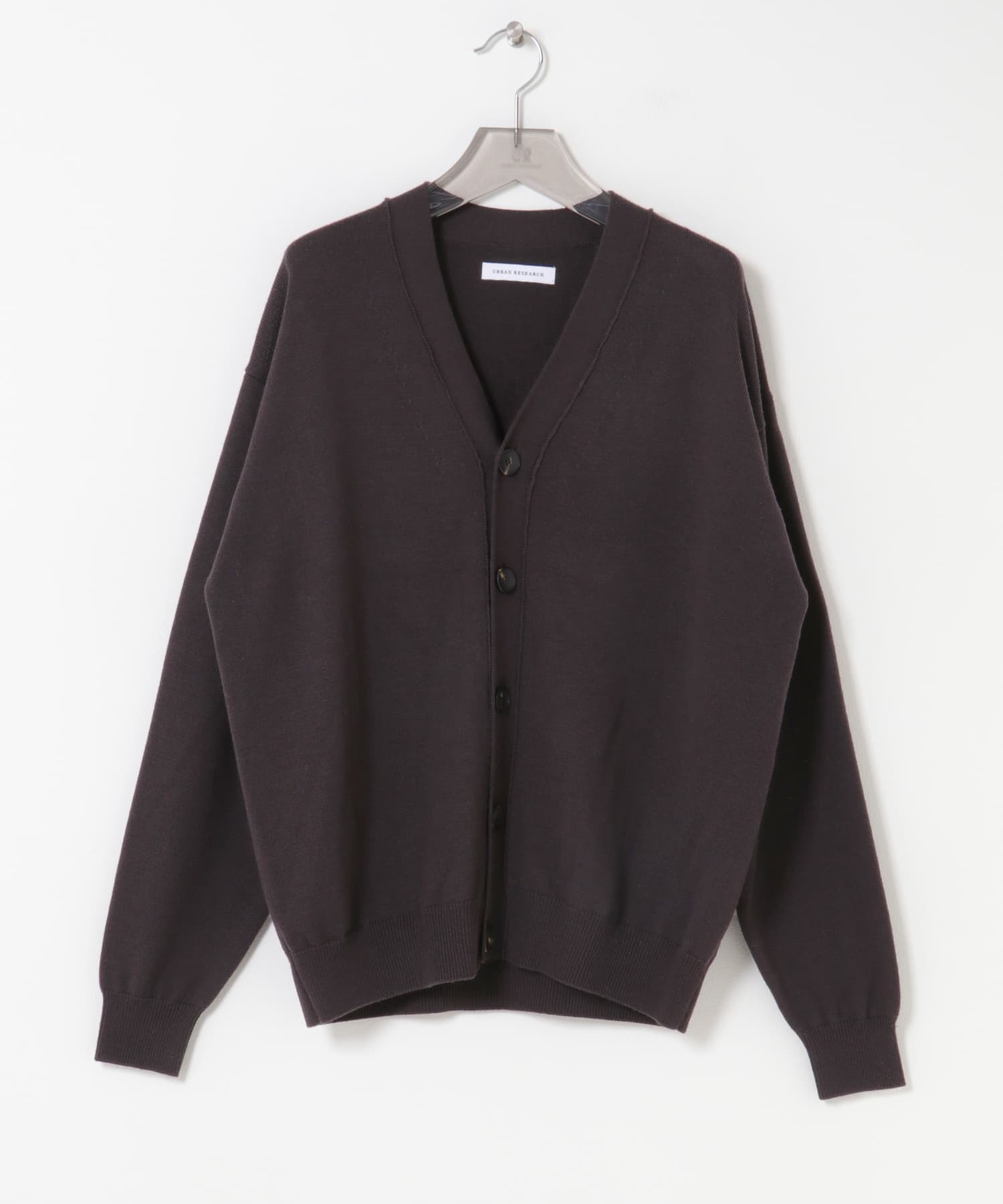 CASH FEEL W/MID CARDIGAN BROWN M