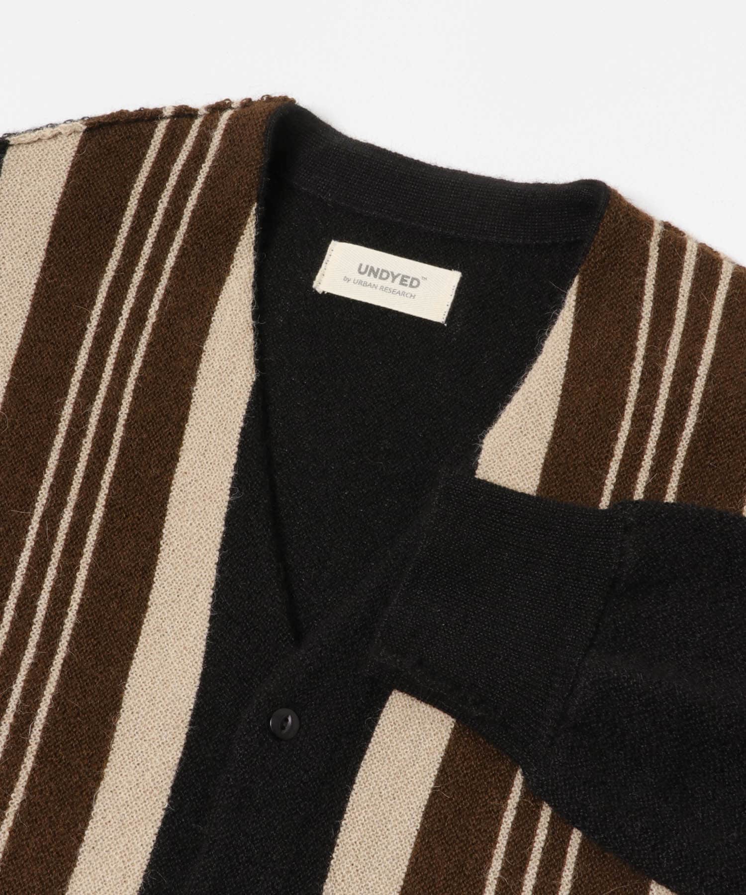 UNDYED ALPACA STRIPE CARDIGAN BLACK 3