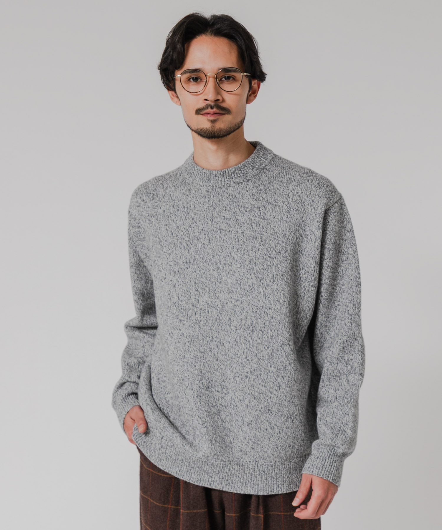 MIX MOULINE CREW-NECK KNIT