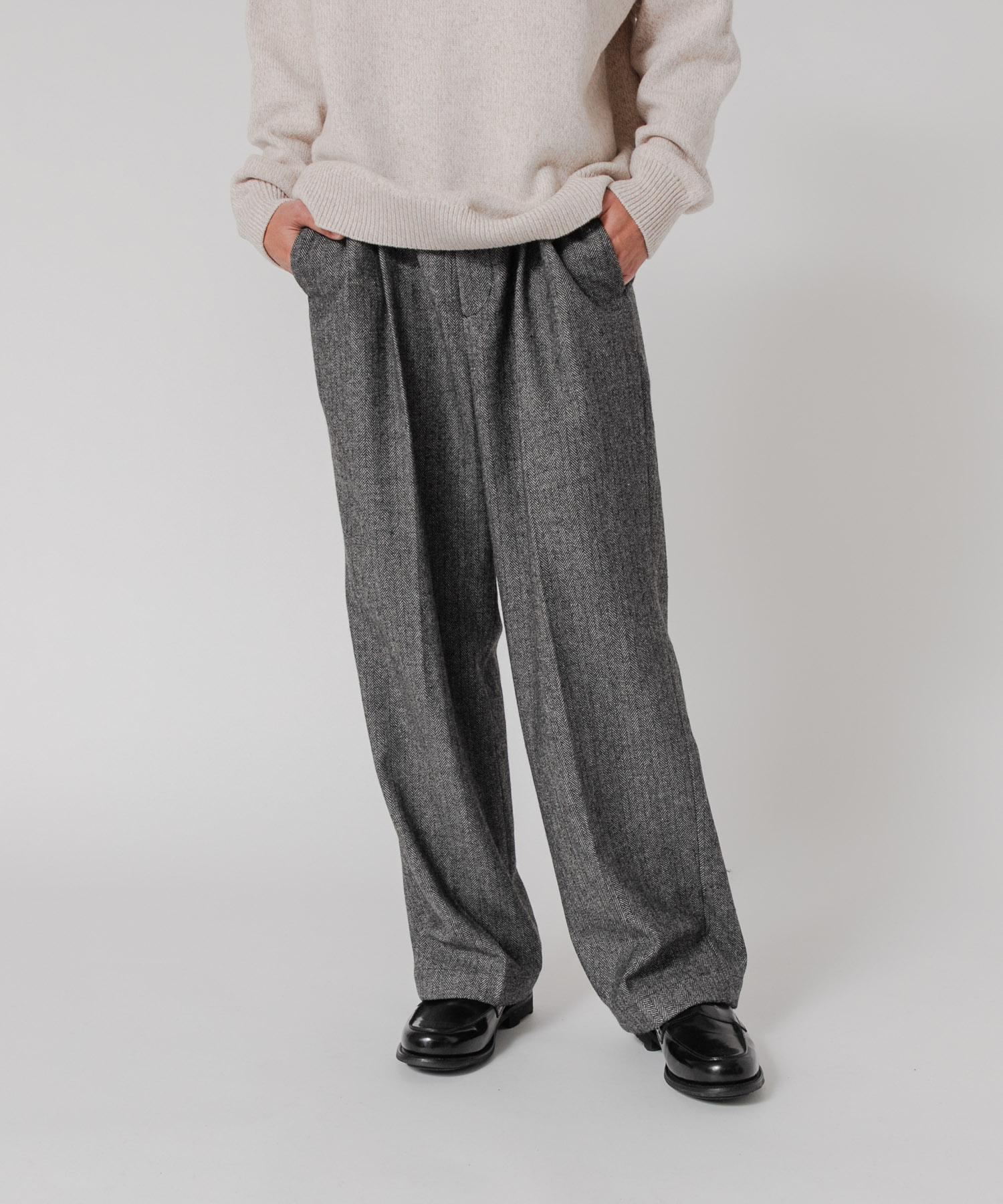 ヘリンボーンワイドスラックス