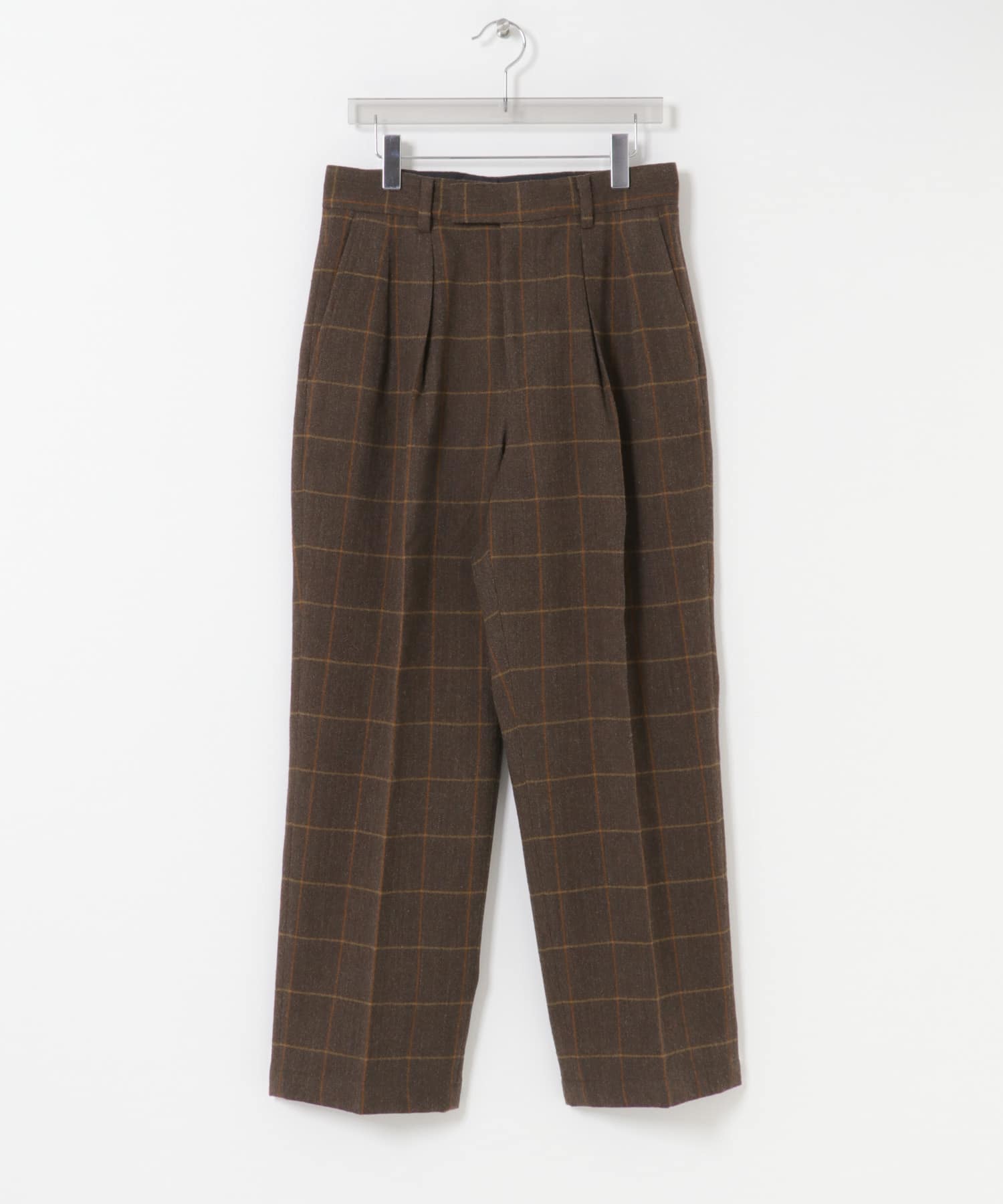 new basic　DRY WOOL SLACKS PANTS CHECK M