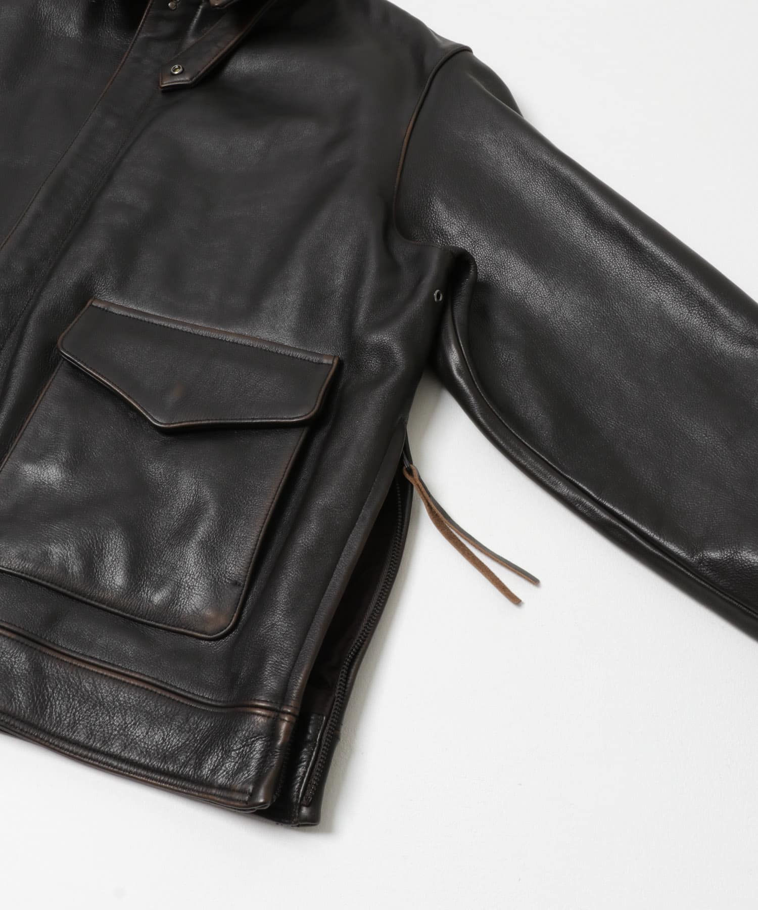 new basic　COW LEATHER TYPE A-2 JACKET BROWN M