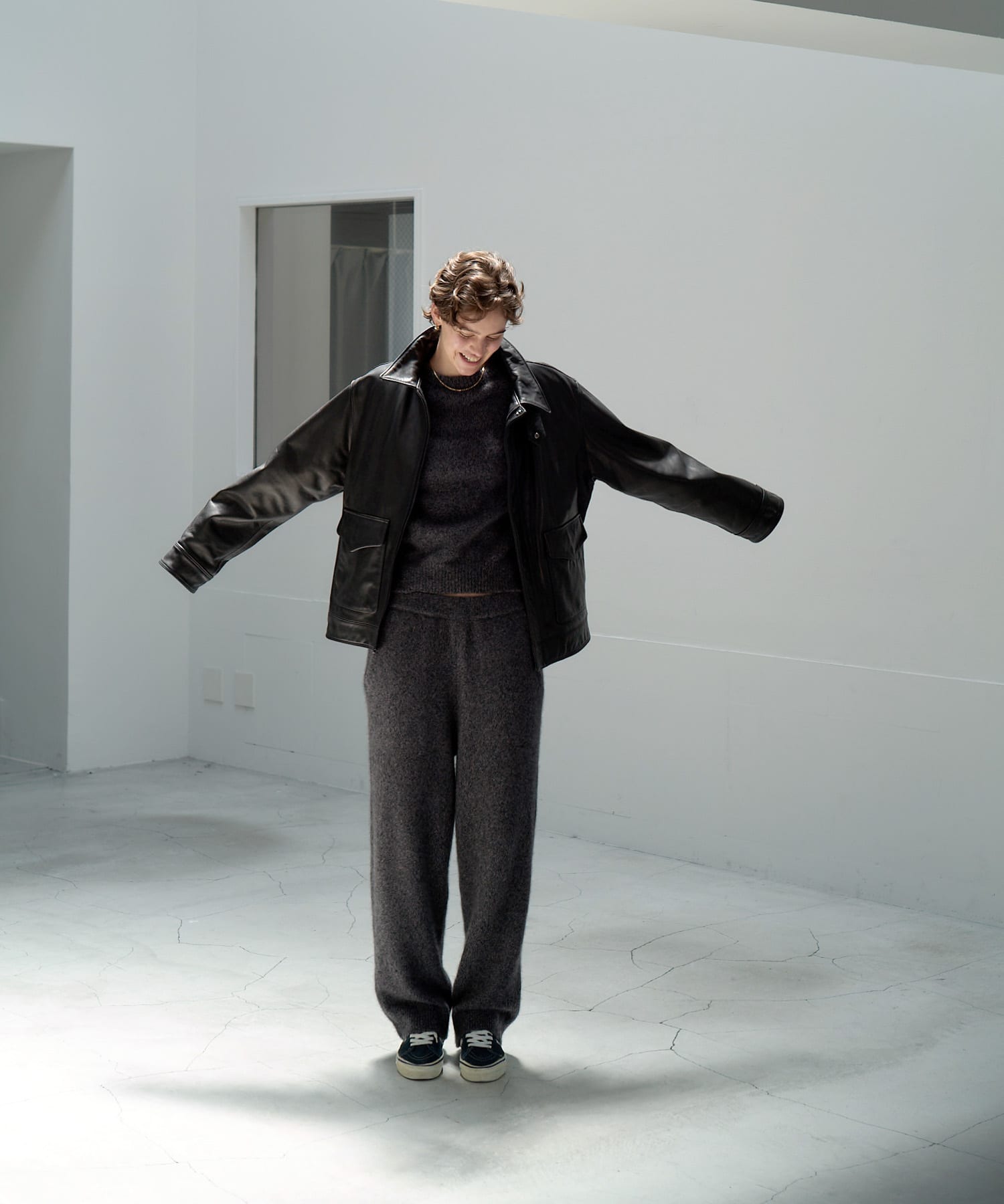 new basic　COW LEATHER TYPE A-2 JACKET BLACK M