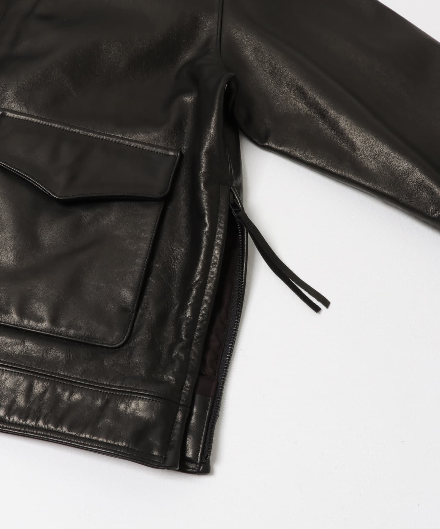 new basic　COW LEATHER TYPE A-2 JACKET BLACK M