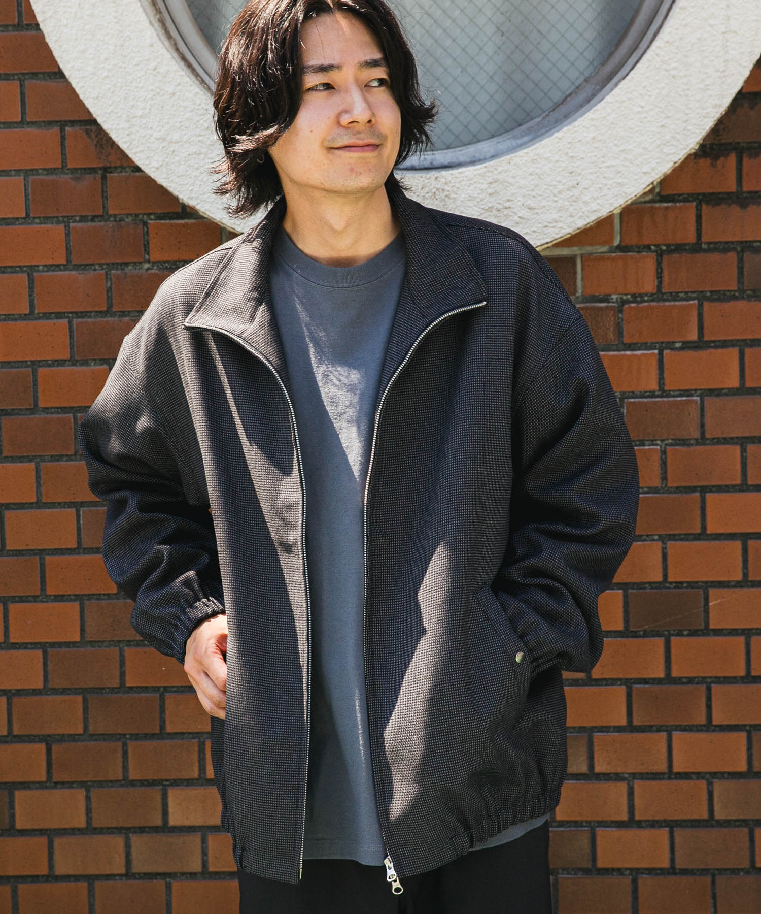 ジャケット・アウター tweed grey short drizzler jacket veste-tweed-slouch-grey-aw2324
