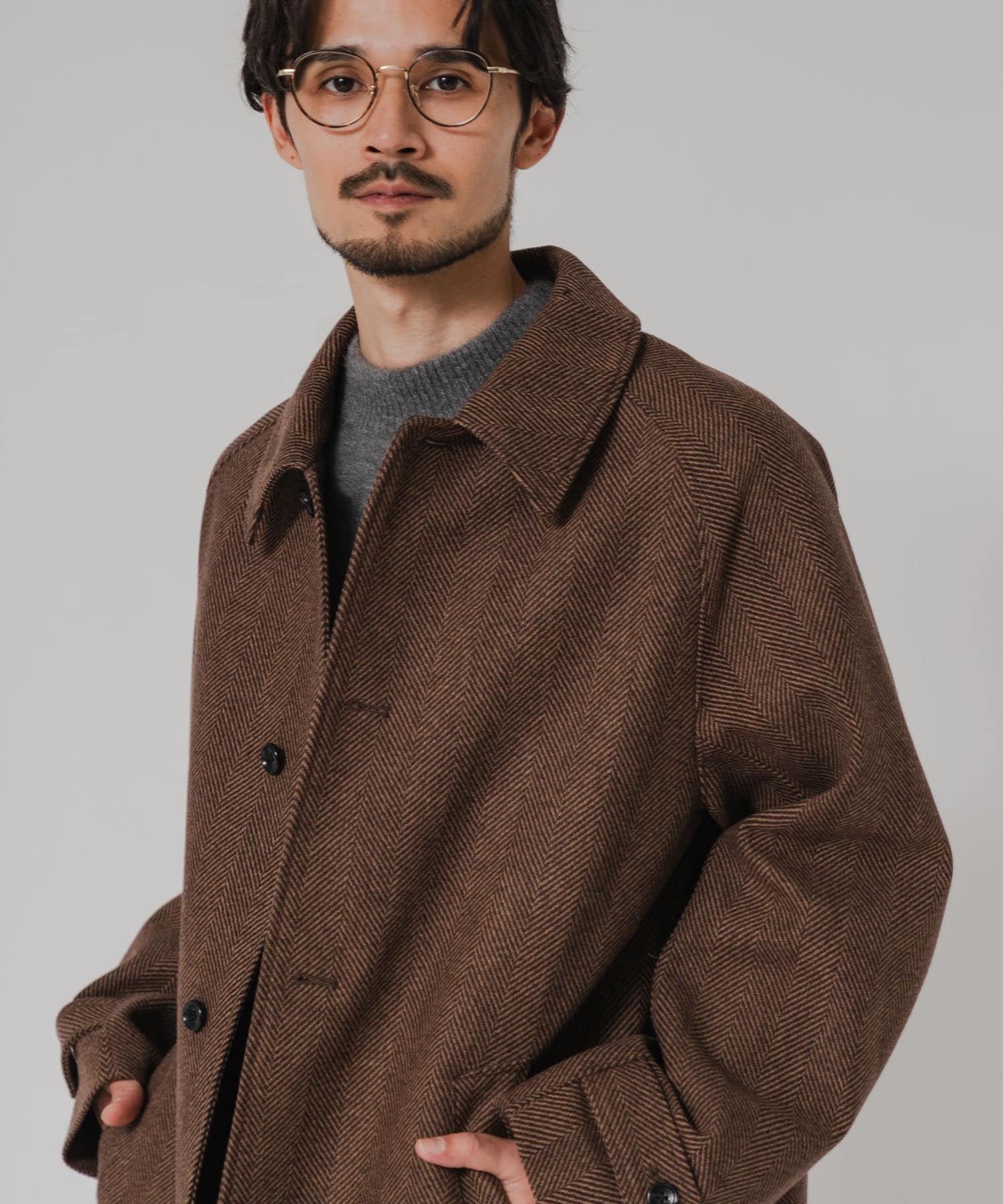 WINDPROOF TWEED HALF COAT