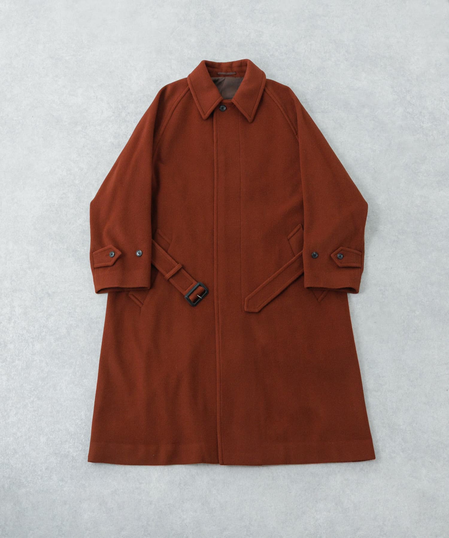 WOOL BEAVER BELTED COAT BROWN L