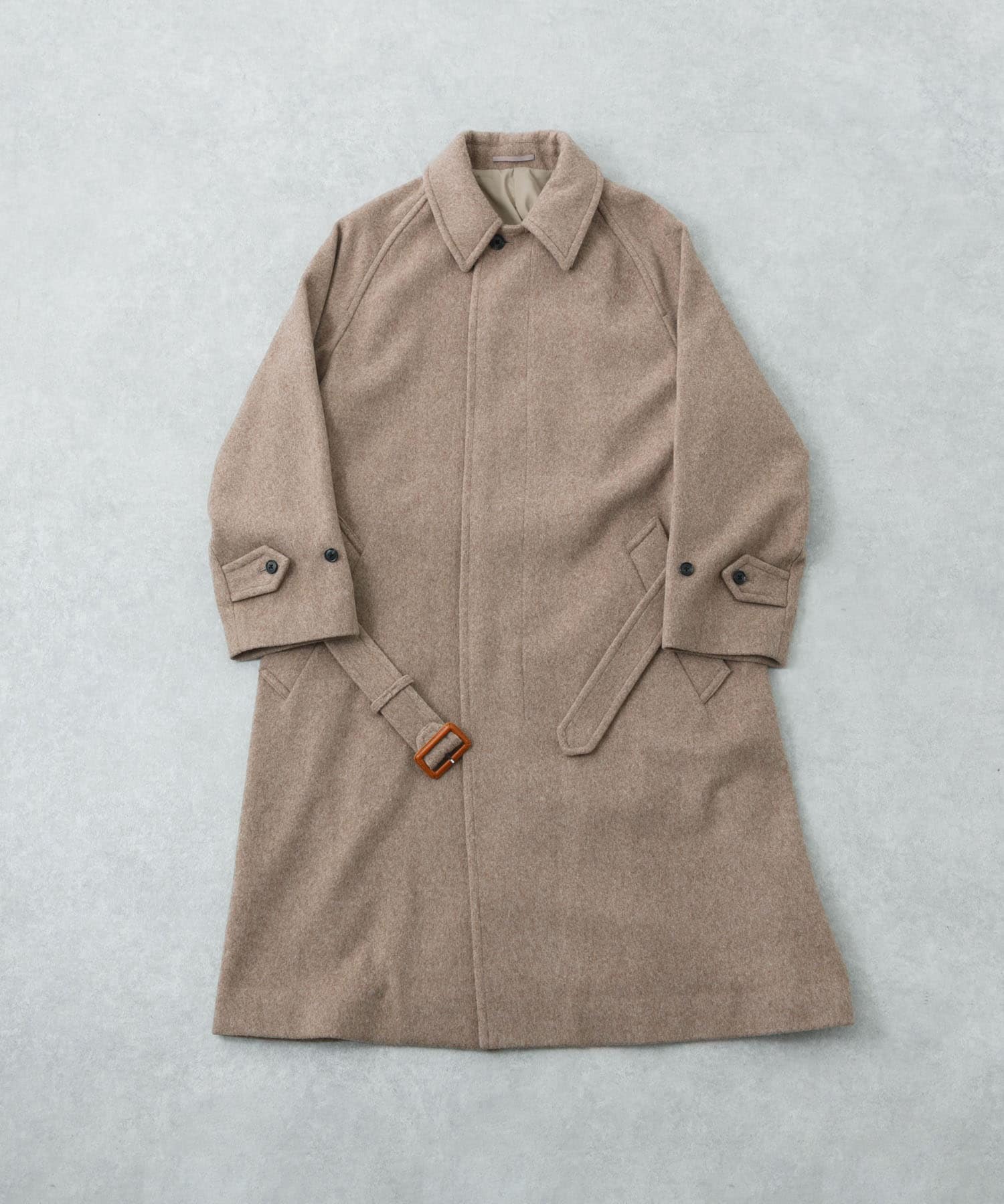 WOOL BEAVER BELTED COAT MOCHA L