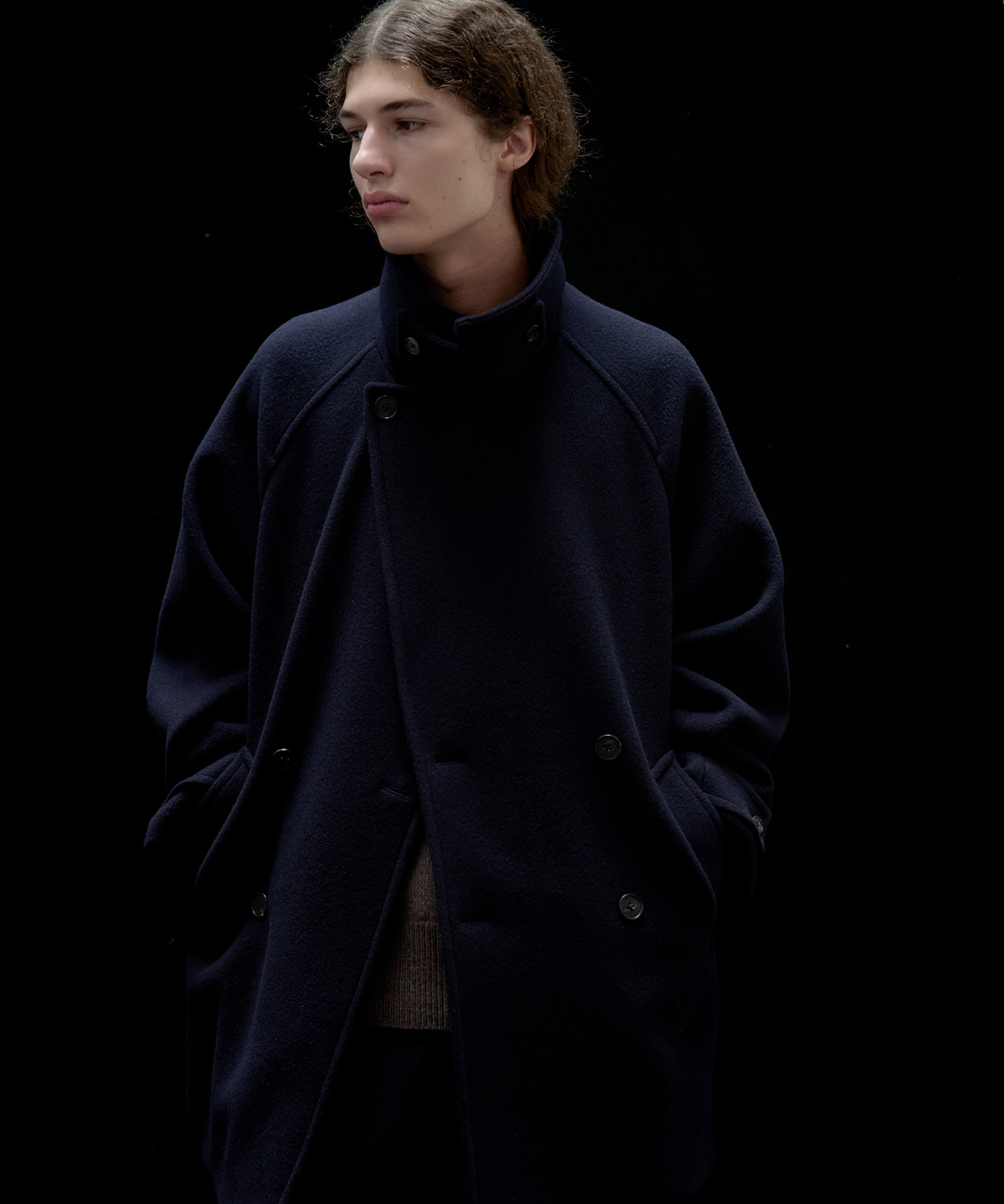 new basic　DOUBLE BREAST HALF COAT