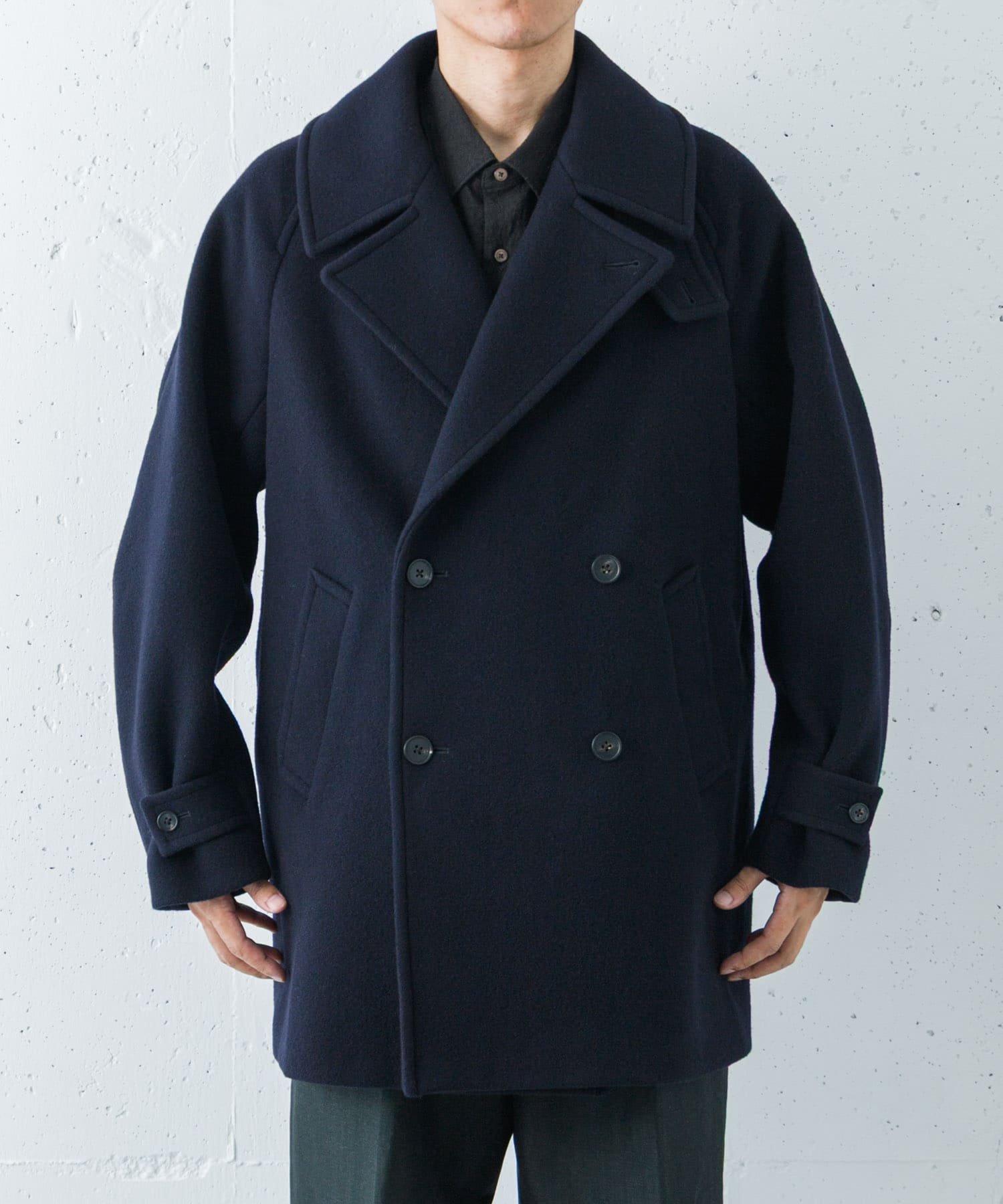 new basic DOUBLE BREAST HALF COAT(M NAVY): アウター｜URBAN