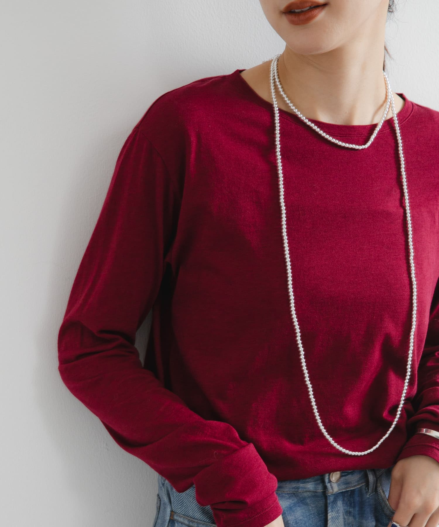 ウールコットンロングスリーブカットソー