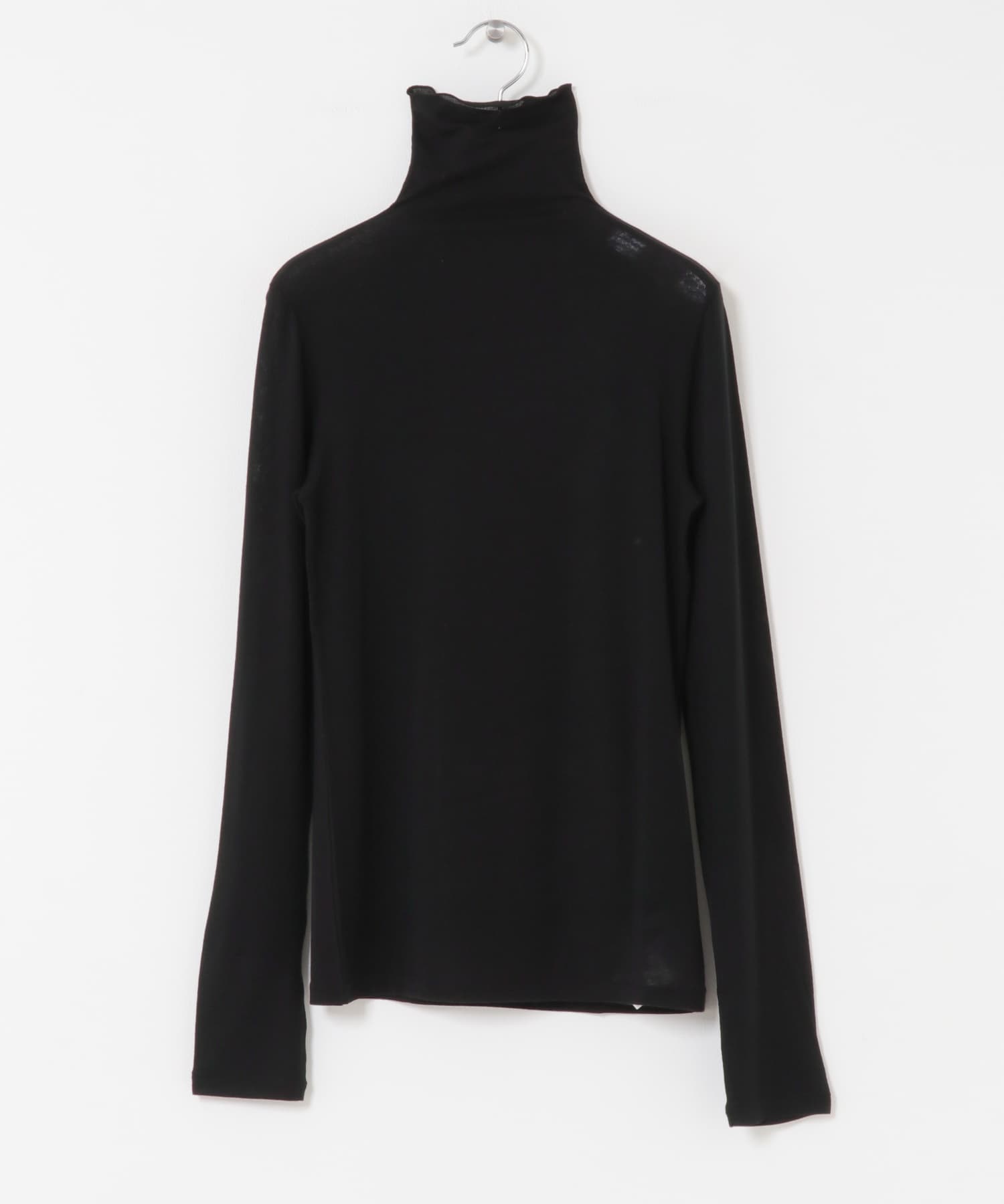 カシミヤシルクタートルカットソー BLACK Free