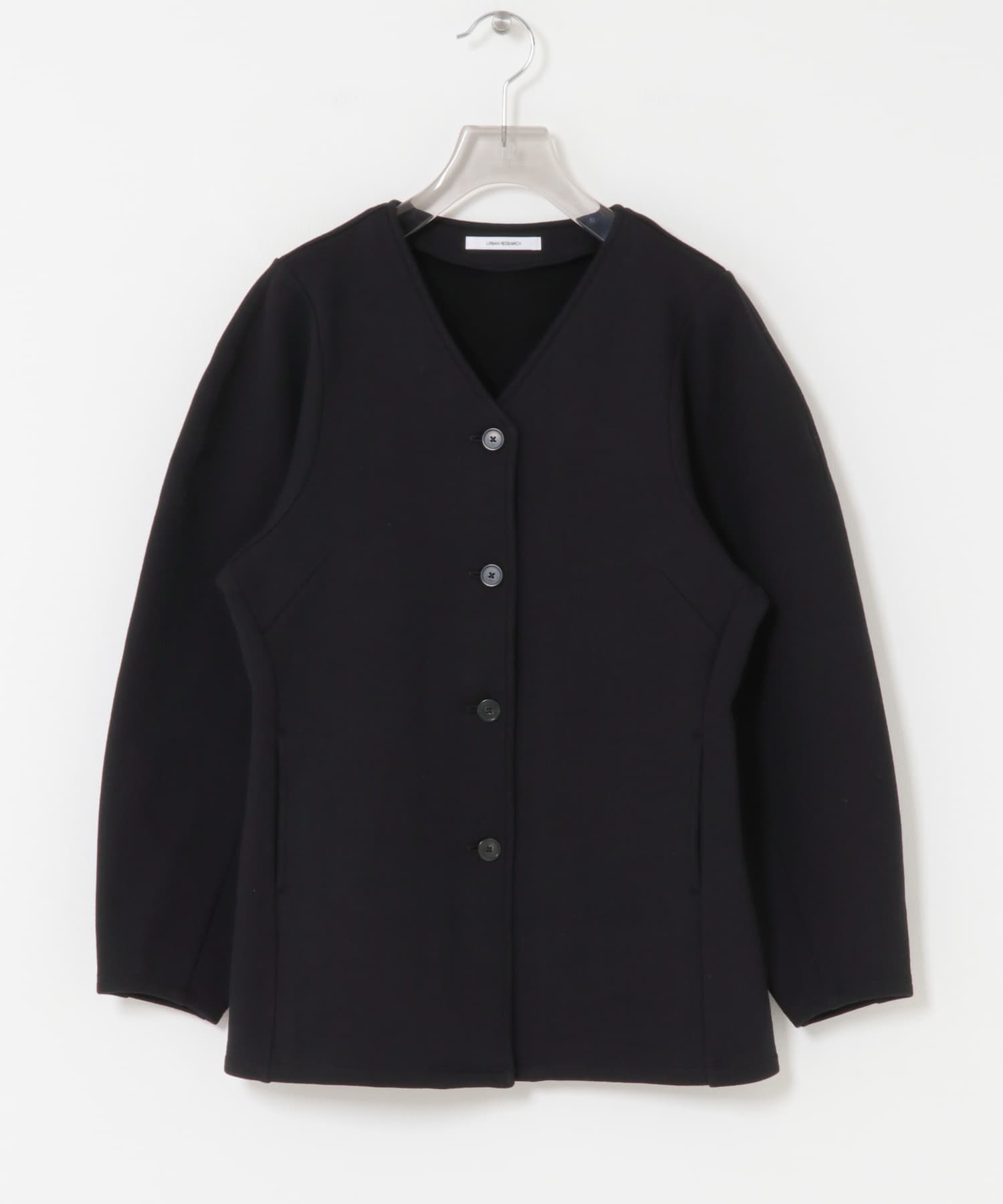 ボリュームスリーブ裏起毛カーディガン BLACK Free