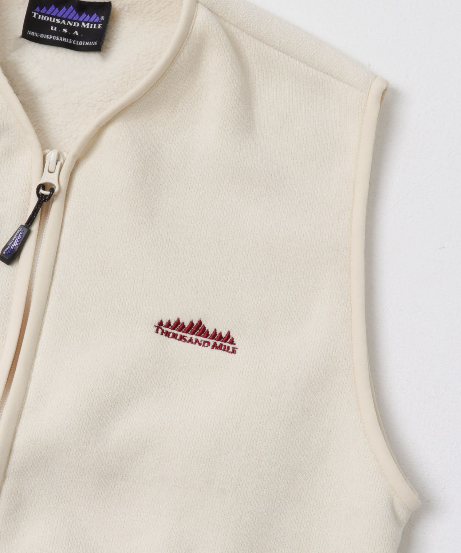 『別注』THOUSAND MILE×URBAN RESEARCH　KNIT FREECE ZIP VEST OFF WHITE FREE