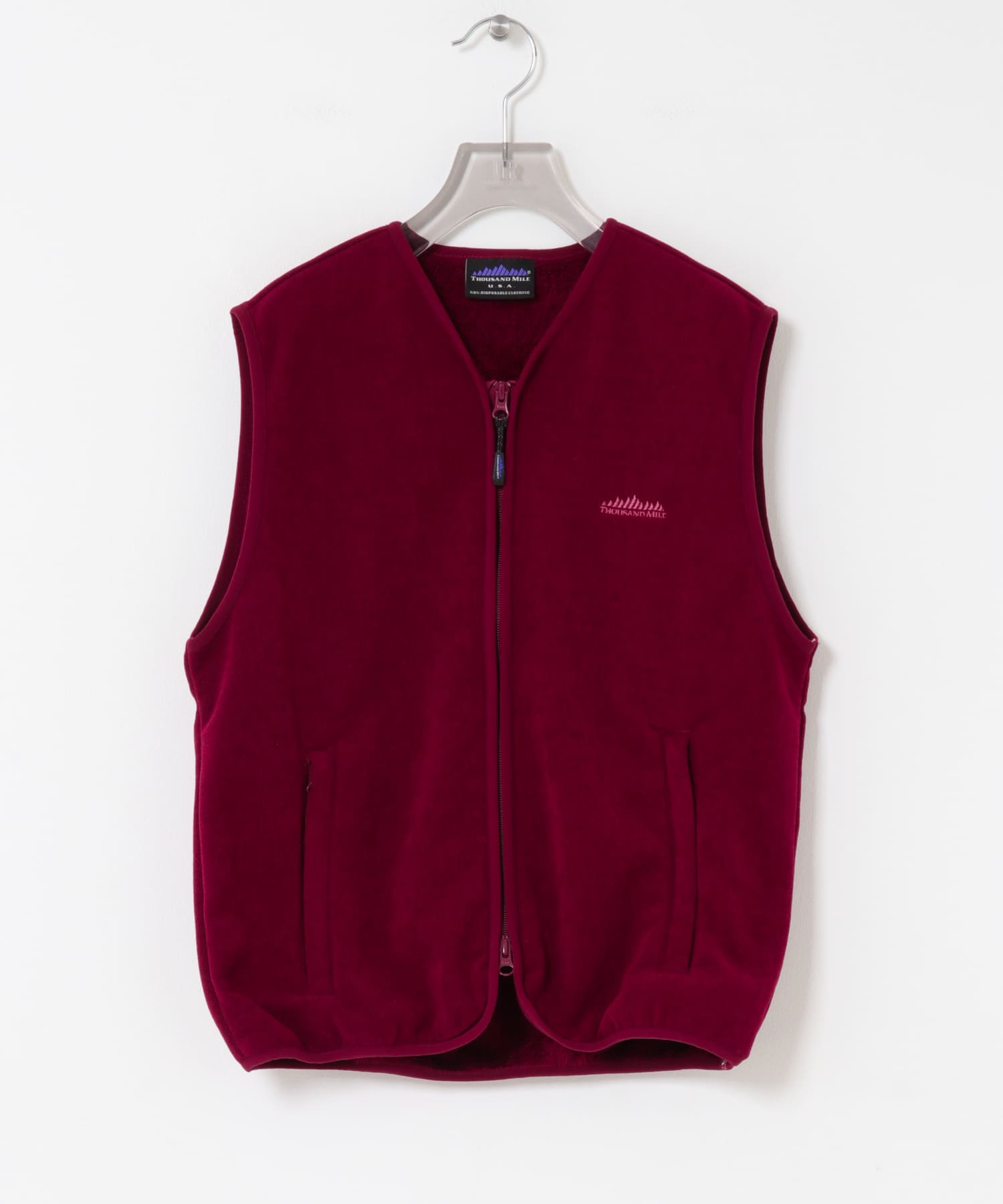 『別注』THOUSAND MILE×URBAN RESEARCH　KNIT FREECE ZIP VEST BORDEAUX FREE