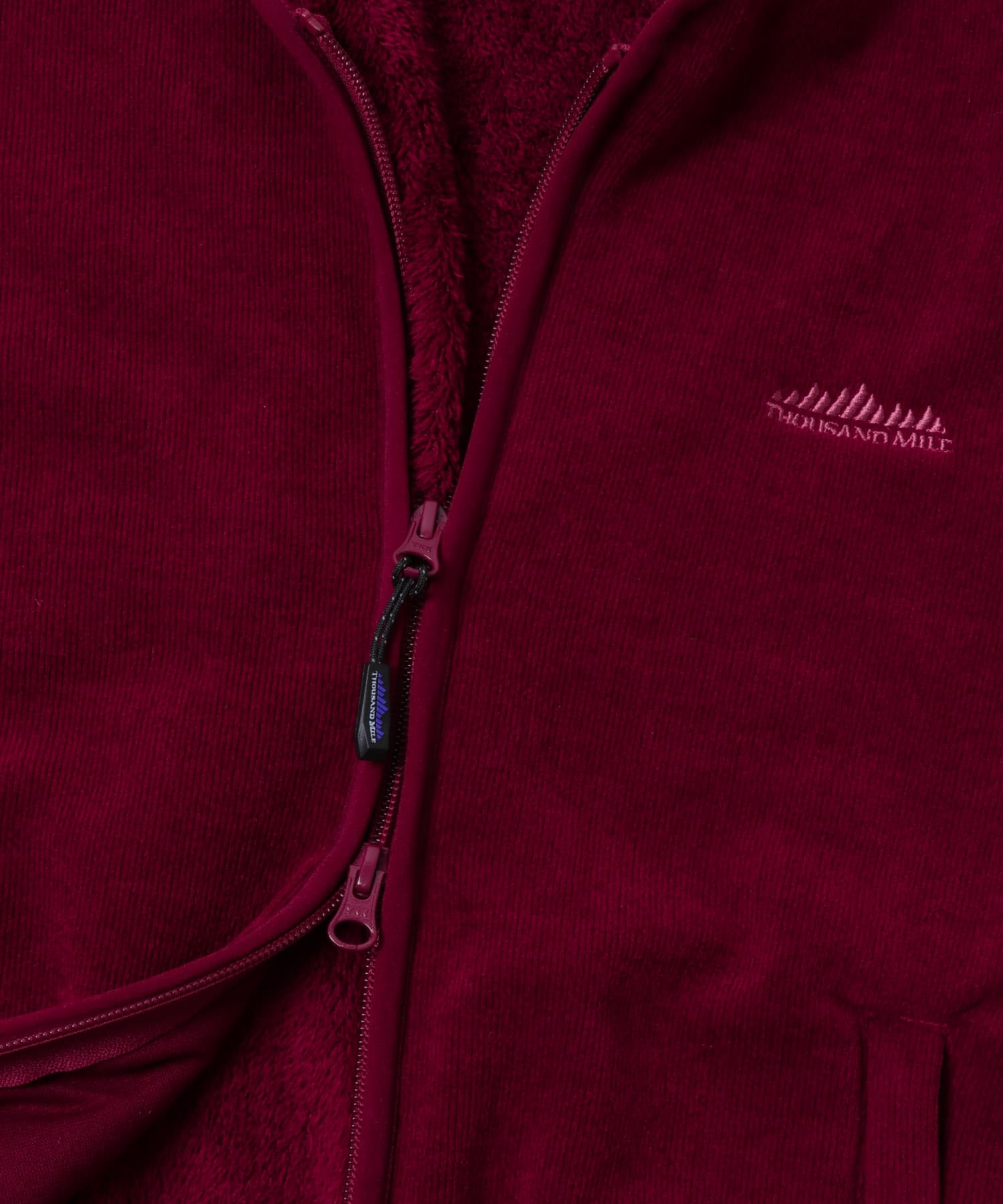『別注』THOUSAND MILE×URBAN RESEARCH　KNIT FREECE ZIP VEST BORDEAUX FREE