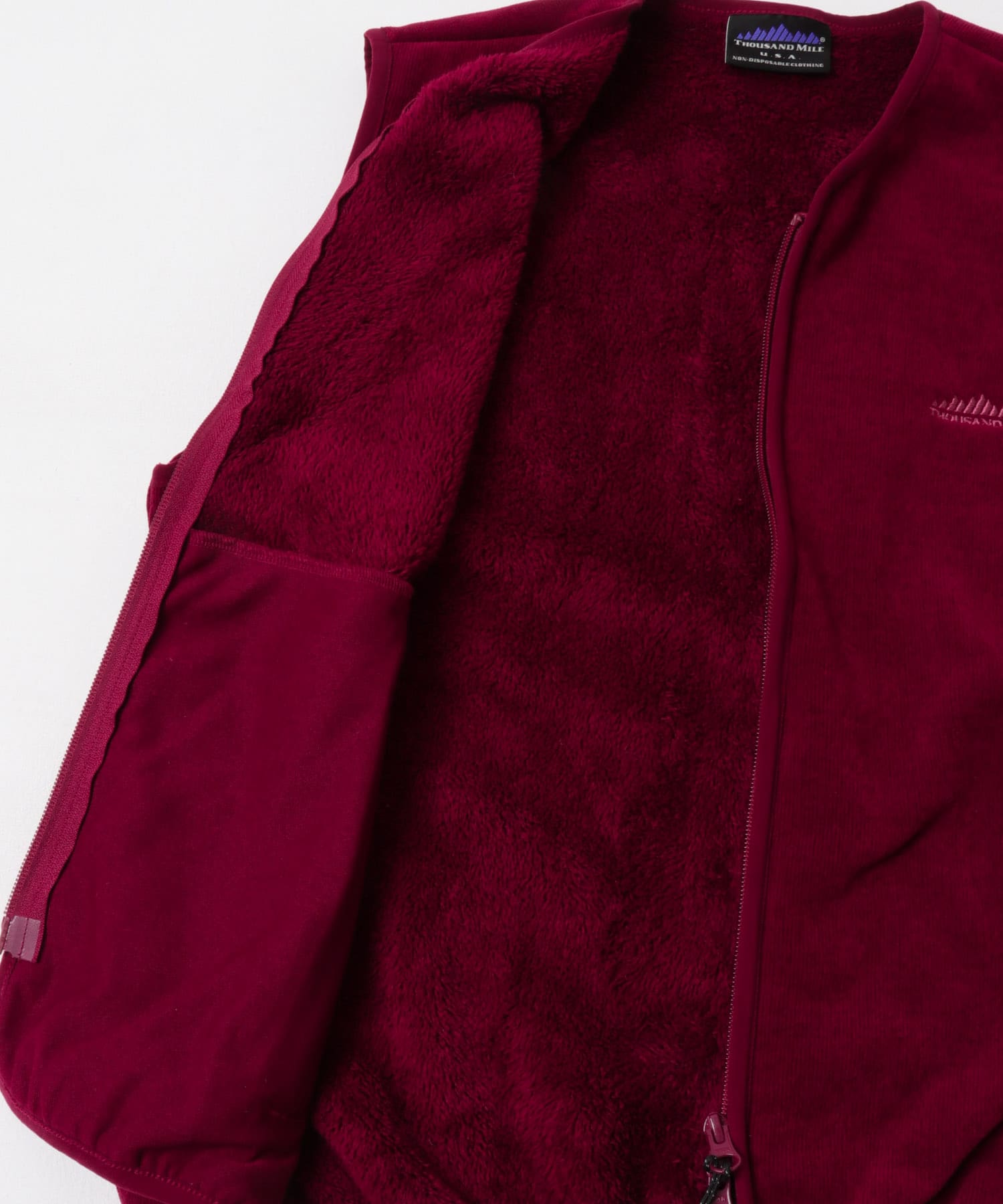 『別注』THOUSAND MILE×URBAN RESEARCH　KNIT FREECE ZIP VEST BORDEAUX FREE