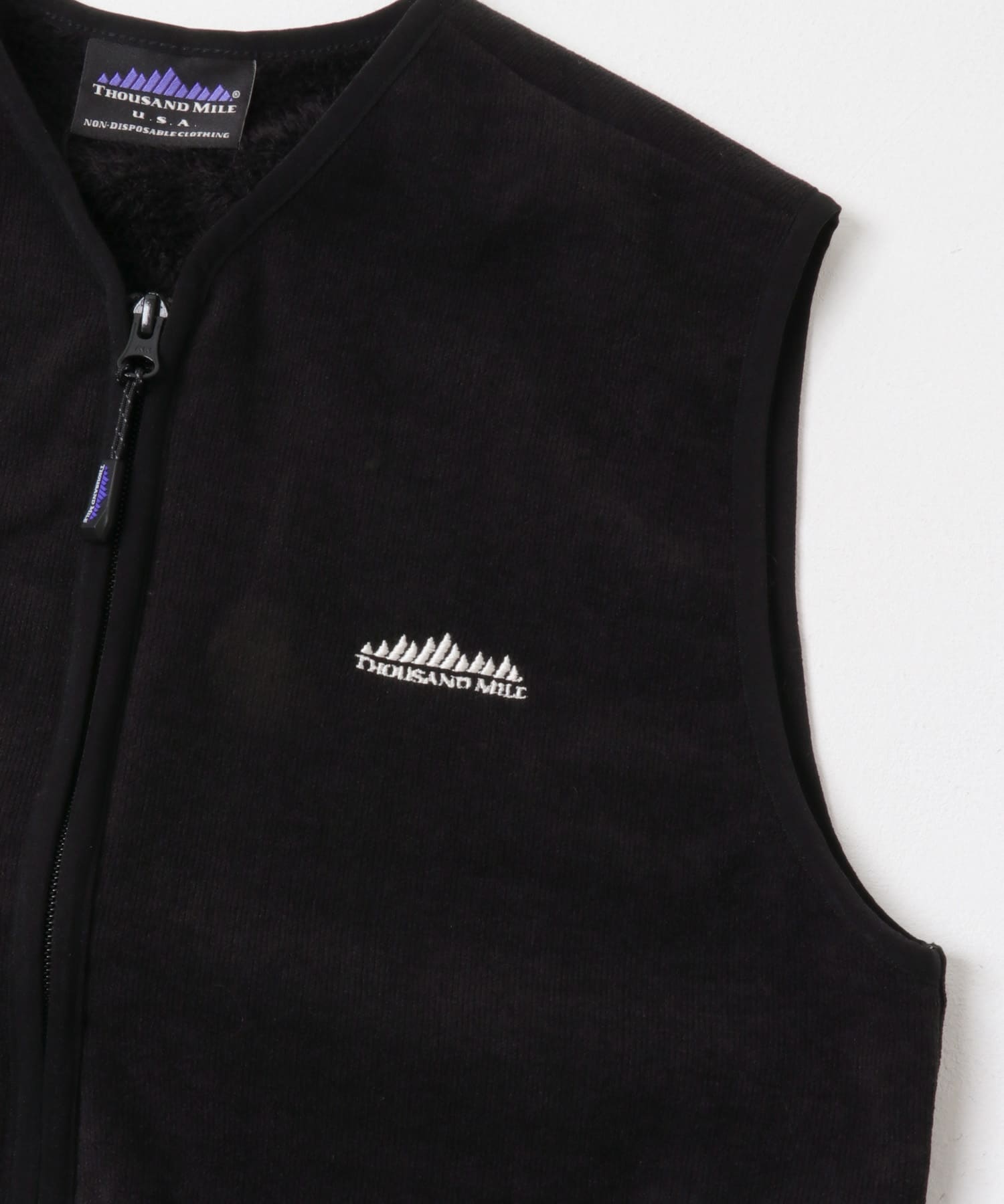『別注』THOUSAND MILE×URBAN RESEARCH　KNIT FREECE ZIP VEST BLACK FREE