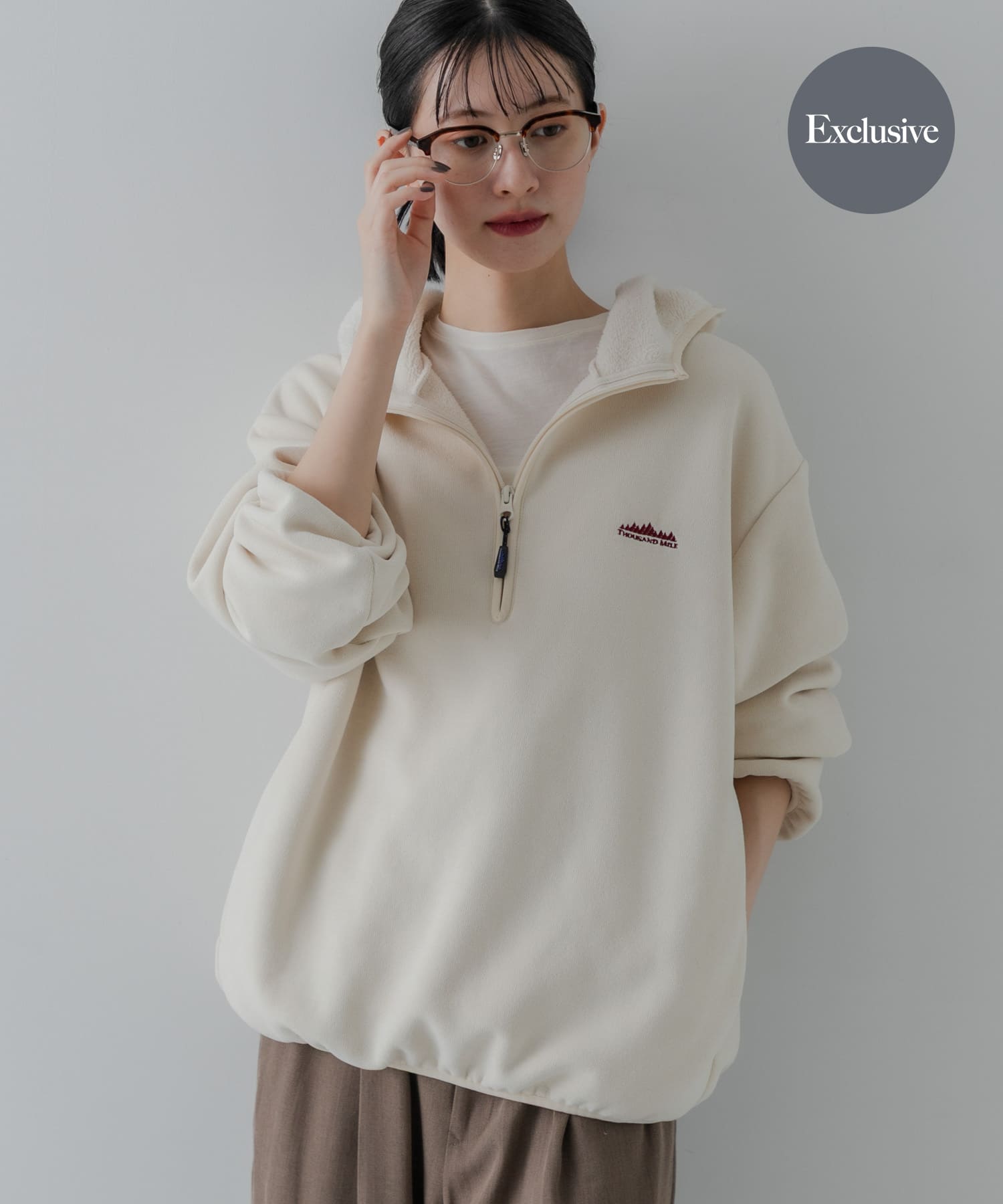 『別注』THOUSAND MILE×URBAN RESEARCH　KNIT FREECE HF-ZIP HOODIE