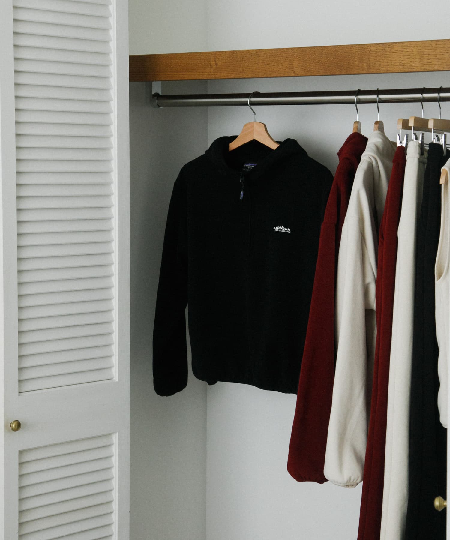 『別注』THOUSAND MILE×URBAN RESEARCH　KNIT FREECE HF-ZIP HOODIE BLACK L