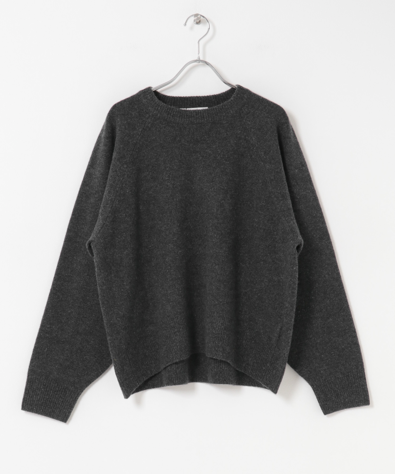 カシミヤ強縮クルーネックニット
