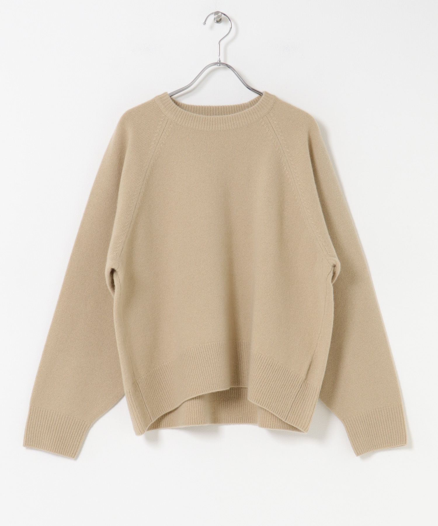 カシミヤ強縮クルーネックニット