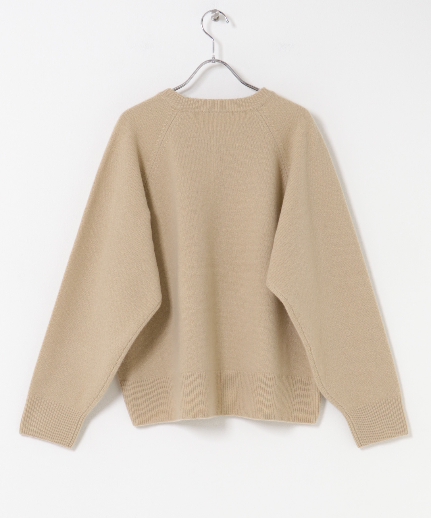 カシミヤ強縮クルーネックニット BEIGE FREE