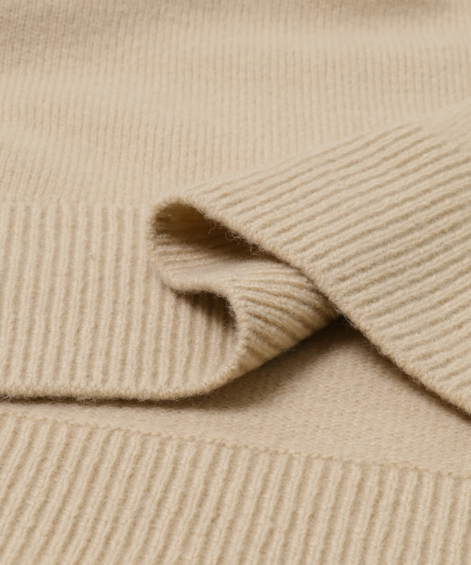 カシミヤ強縮クルーネックニット BEIGE FREE