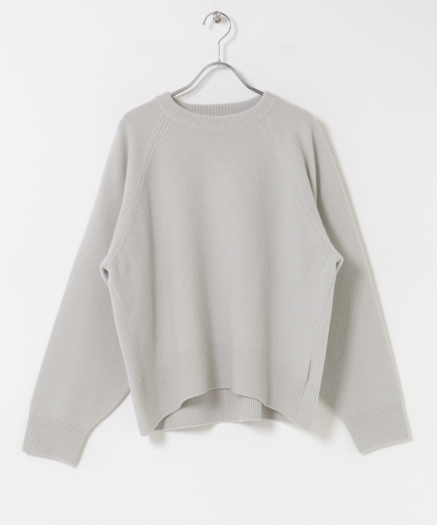 カシミヤ強縮クルーネックニット