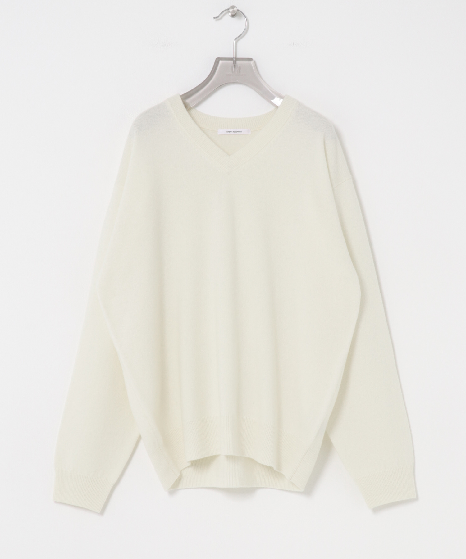 ウール100 Vネックルーズソフトニット OFF WHITE Free